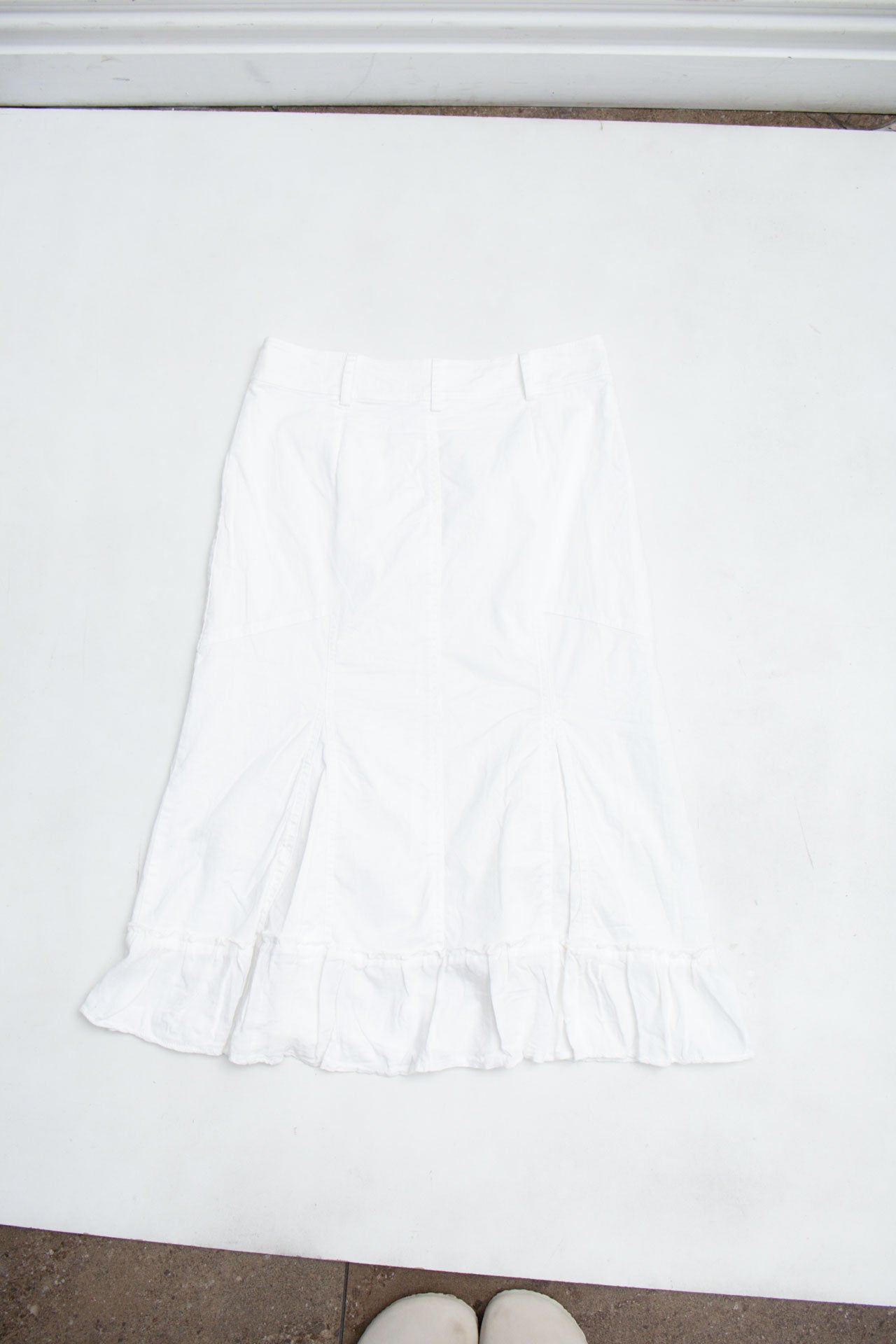 #51 White Pleated Long Skirt | H20 | Size 6/8