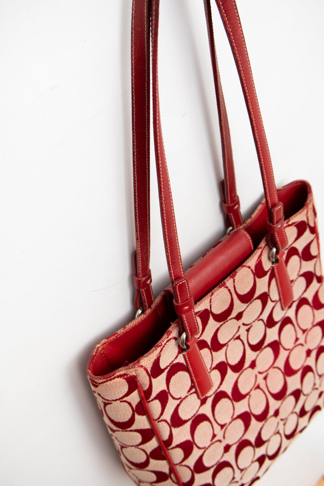 #238 Coach leather/canvas cherry red bag | c. 165