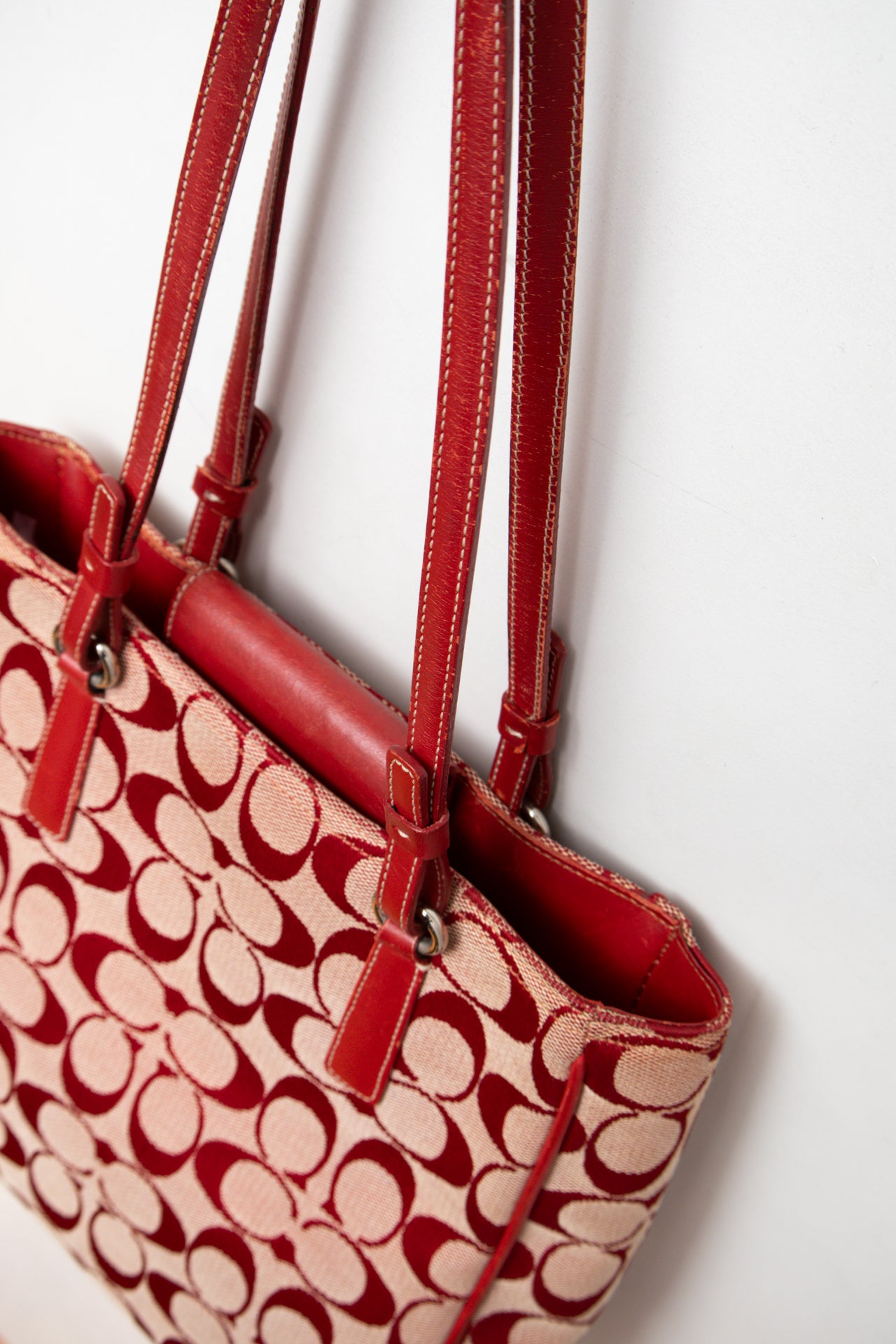 #238 Coach leather/canvas cherry red bag | c. 165