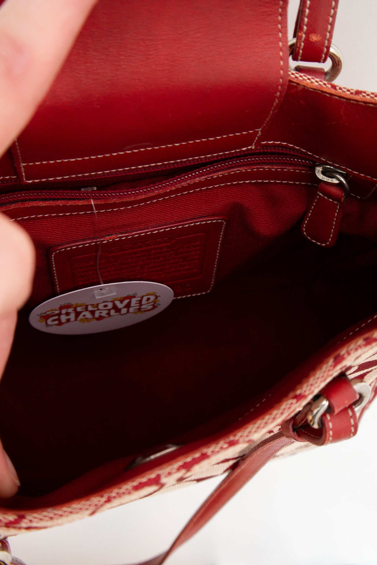 #238 Coach leather/canvas cherry red bag | c. 165