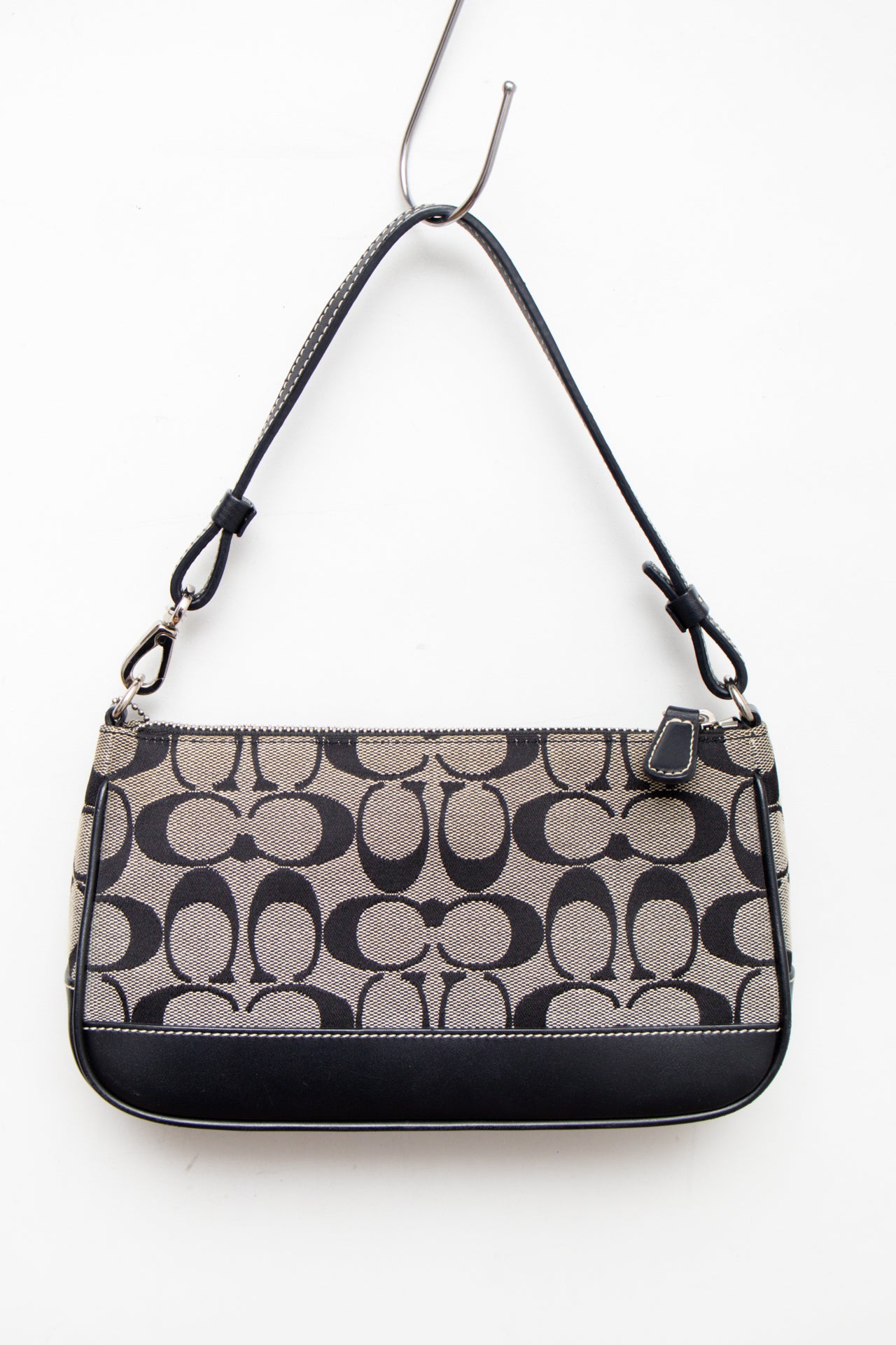 #244 Coach B&W canvas/leather monogram demi bag | c. 165