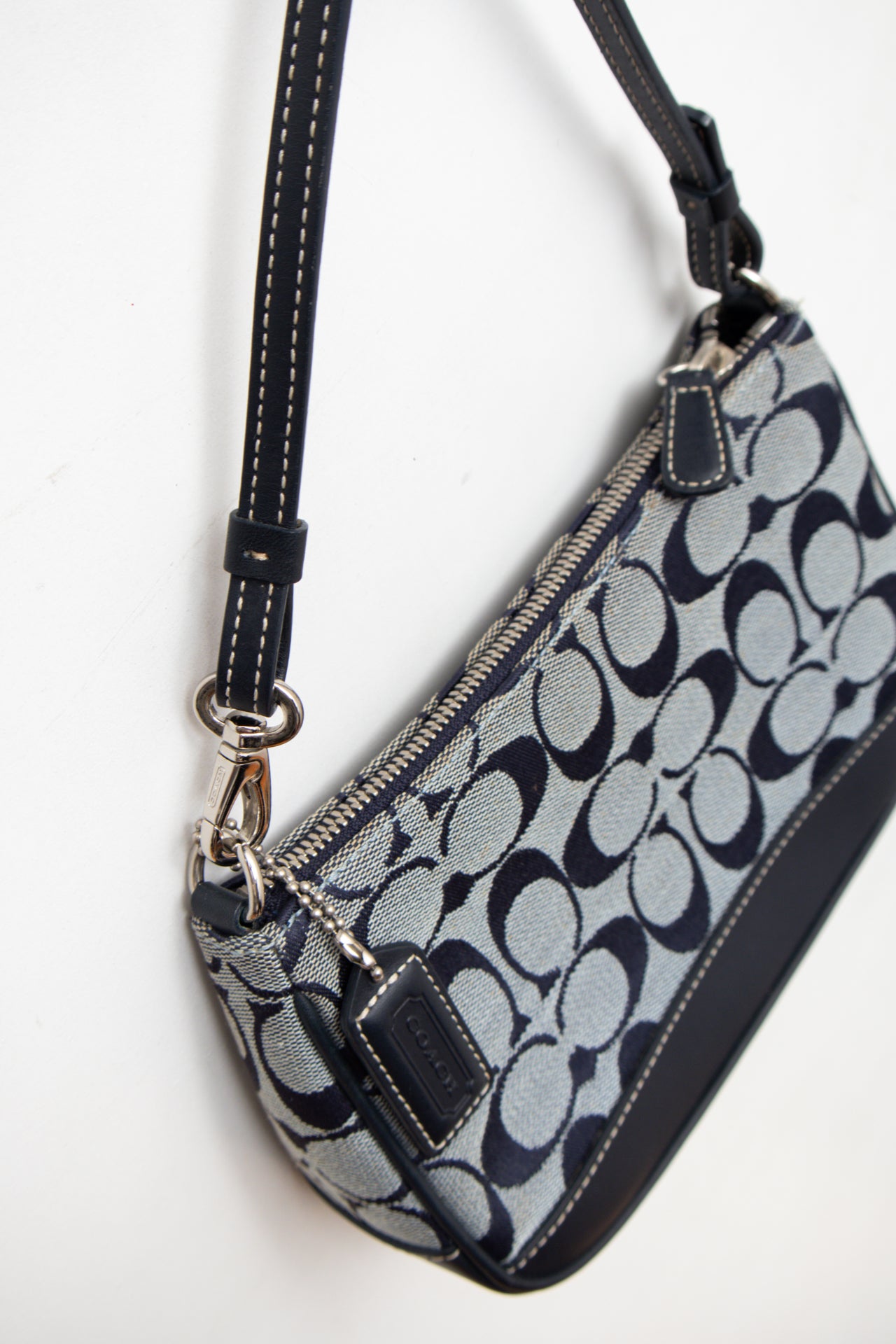 #245 Coach Navy canvas/leather monogram demi bag | c. 165