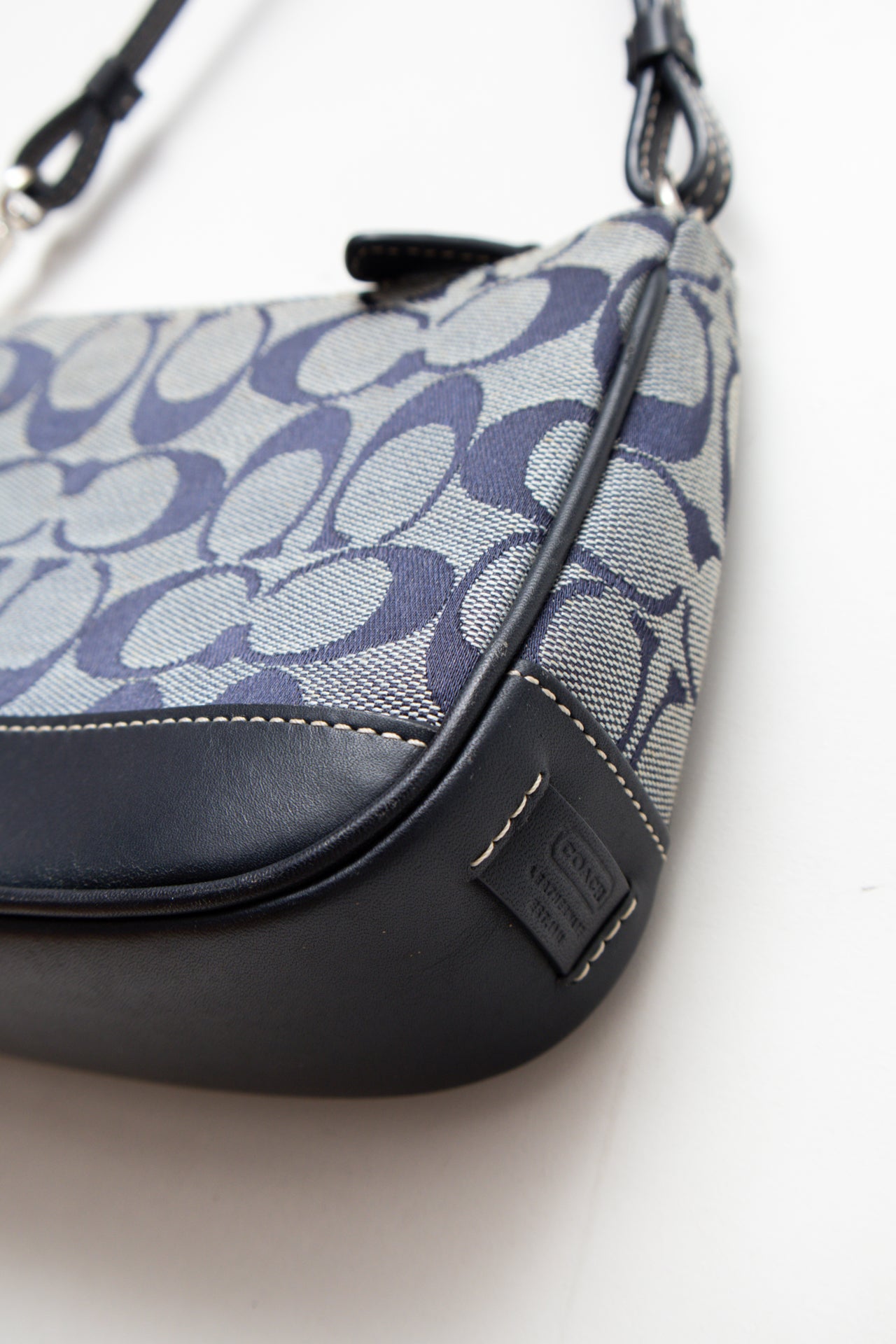 #245 Coach Navy canvas/leather monogram demi bag | c. 165
