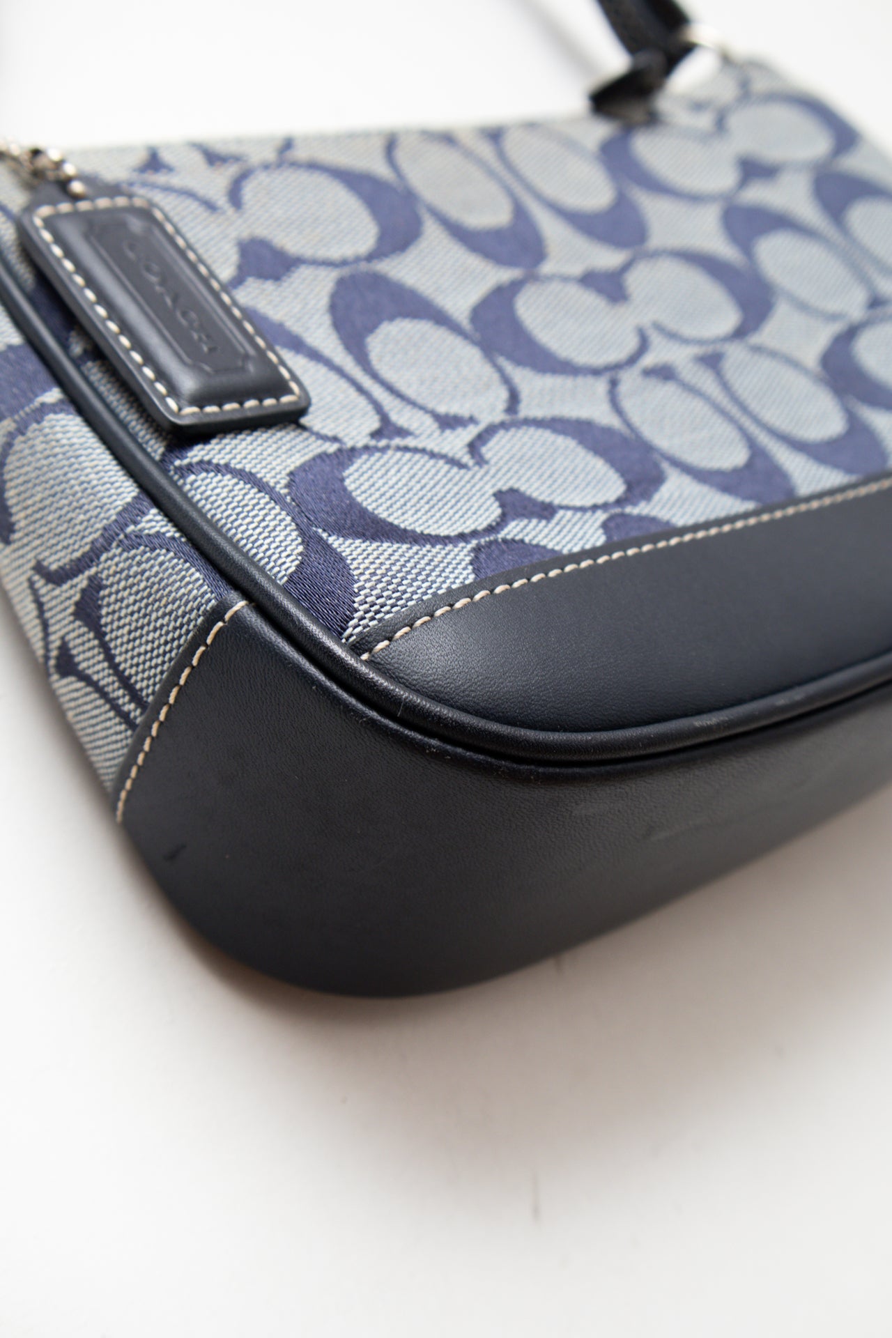 #245 Coach Navy canvas/leather monogram demi bag | c. 165