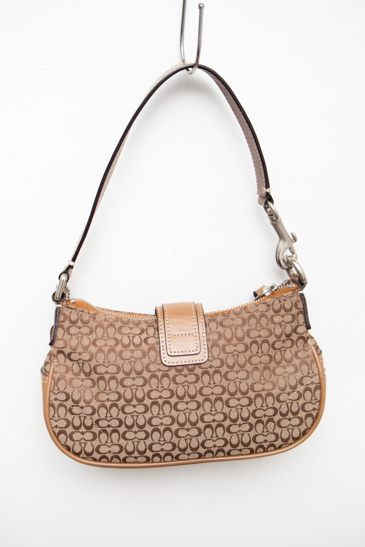 #247 Coach monogram leather/canvas buckle demi bag | c. 165