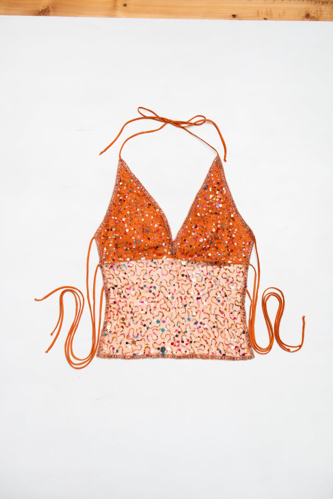 #06 Venus USA Sheer embellished backless halter | Size 8 | C. 152