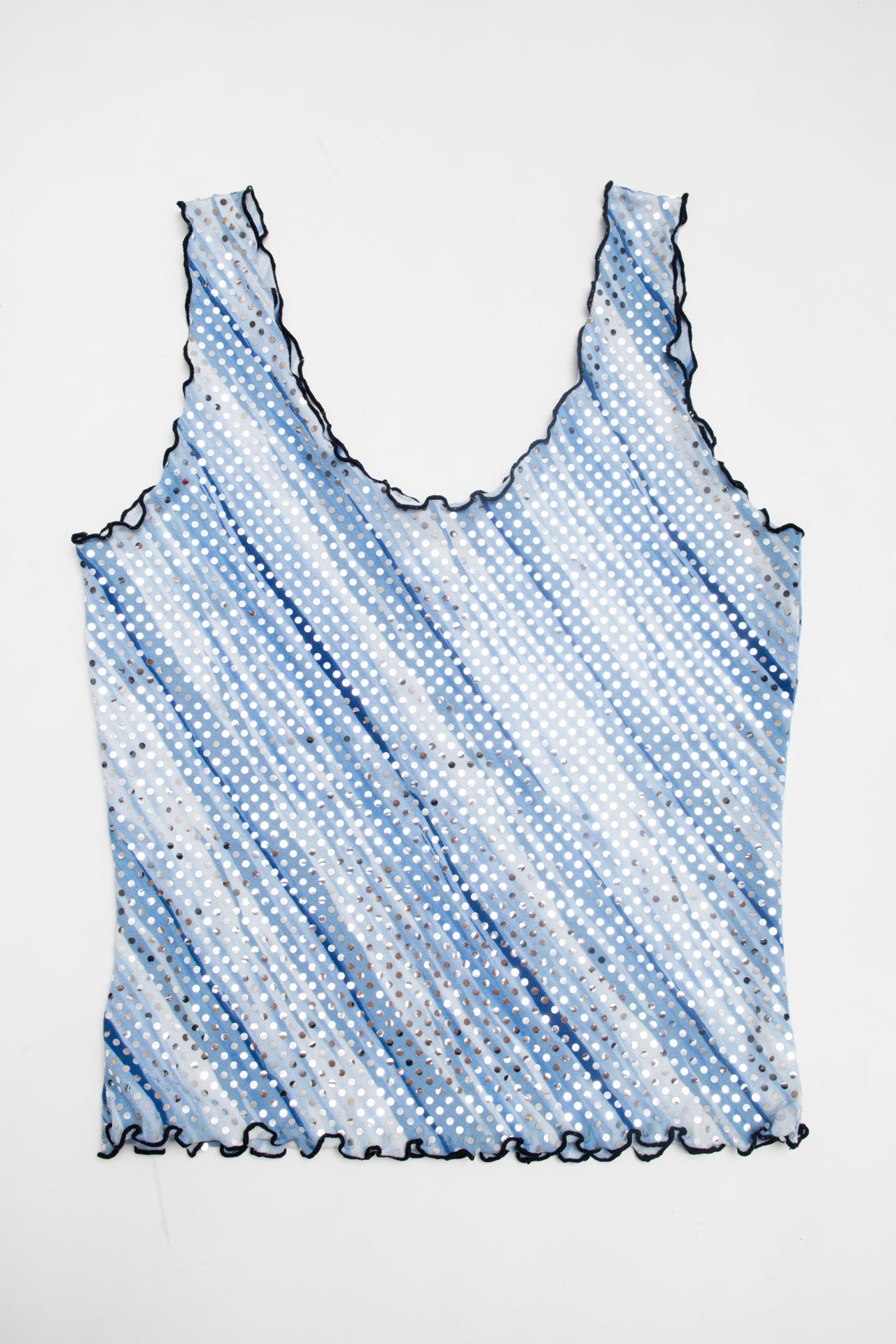 #39 Bebe lettuce trim glitter blue top | c. 158 | size 10/12