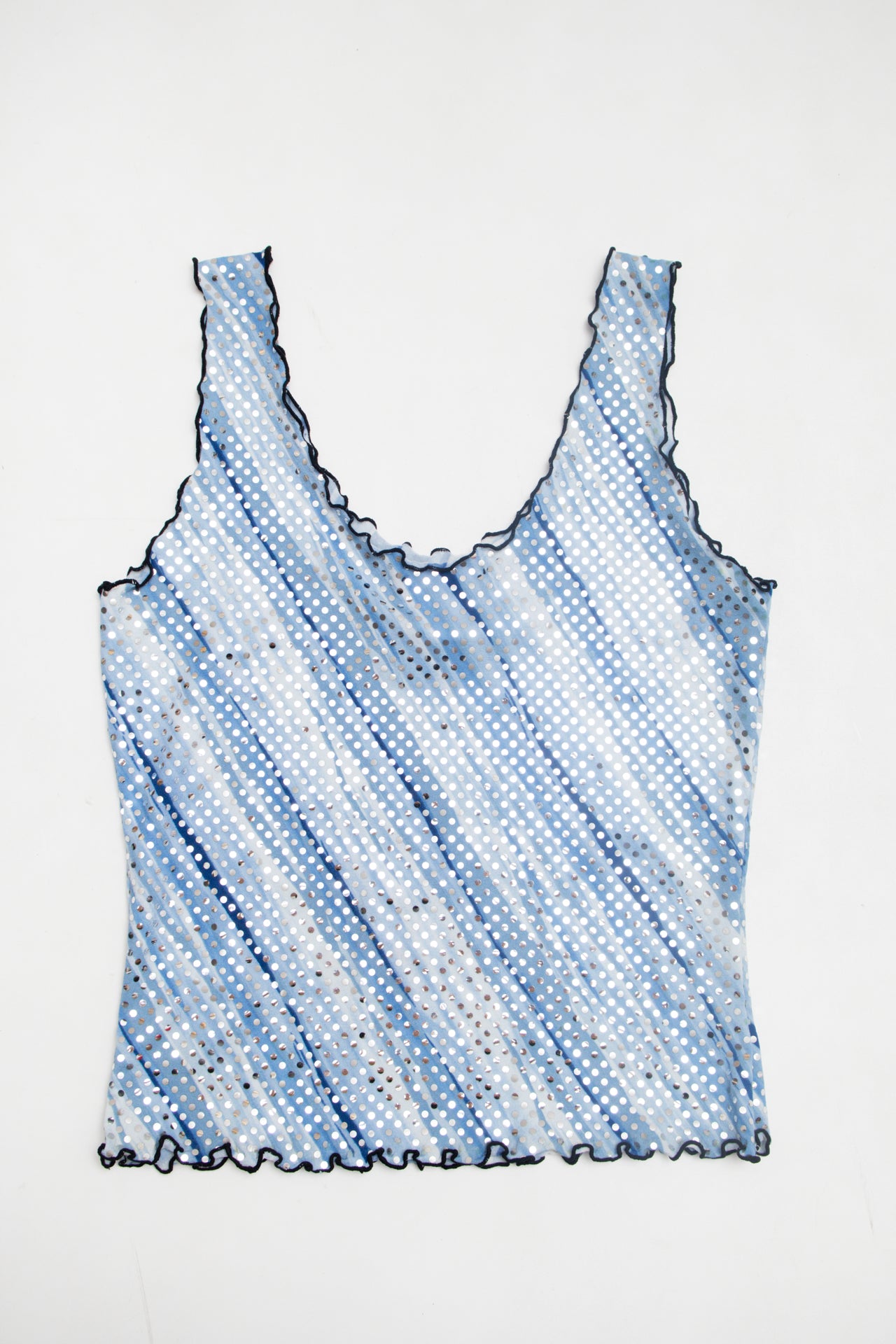 #39 Bebe lettuce trim glitter blue top | c. 158 | size 10/12