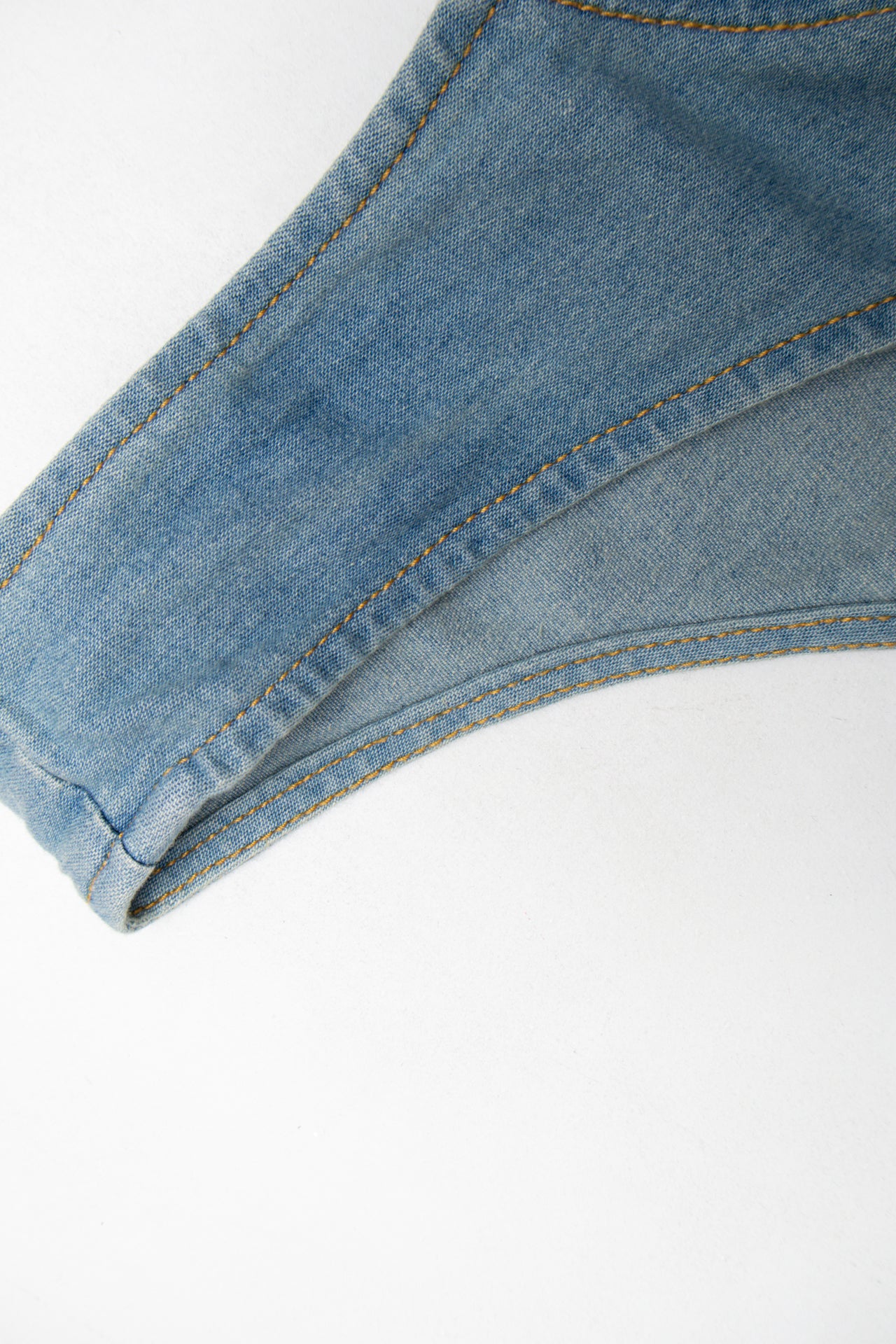 #11 Deadstock Fang denim sheer top w suede lace up | Size 8 | C. 152
