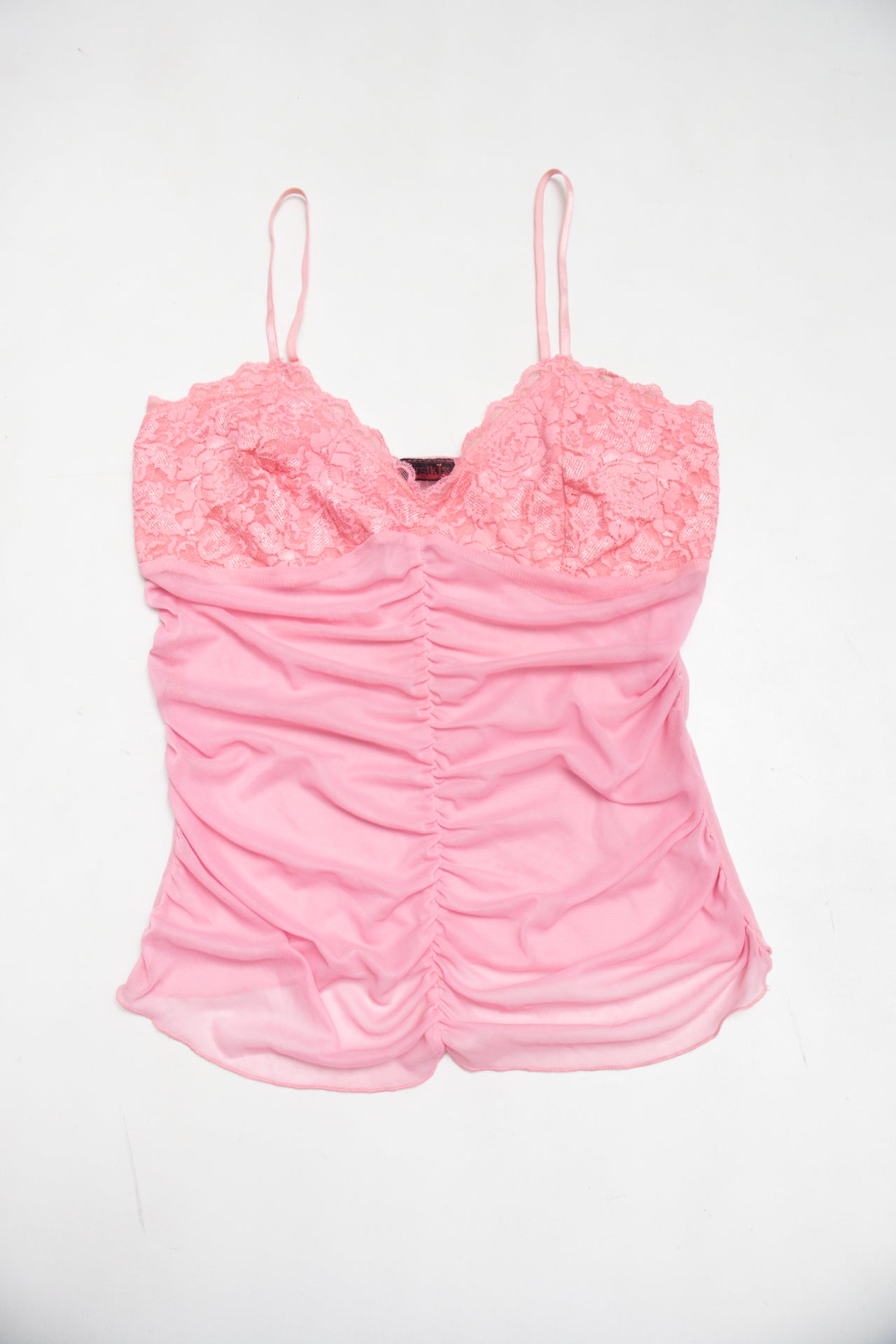 #48 First Kiss pink lace ruched cami | c. 158 | size 10