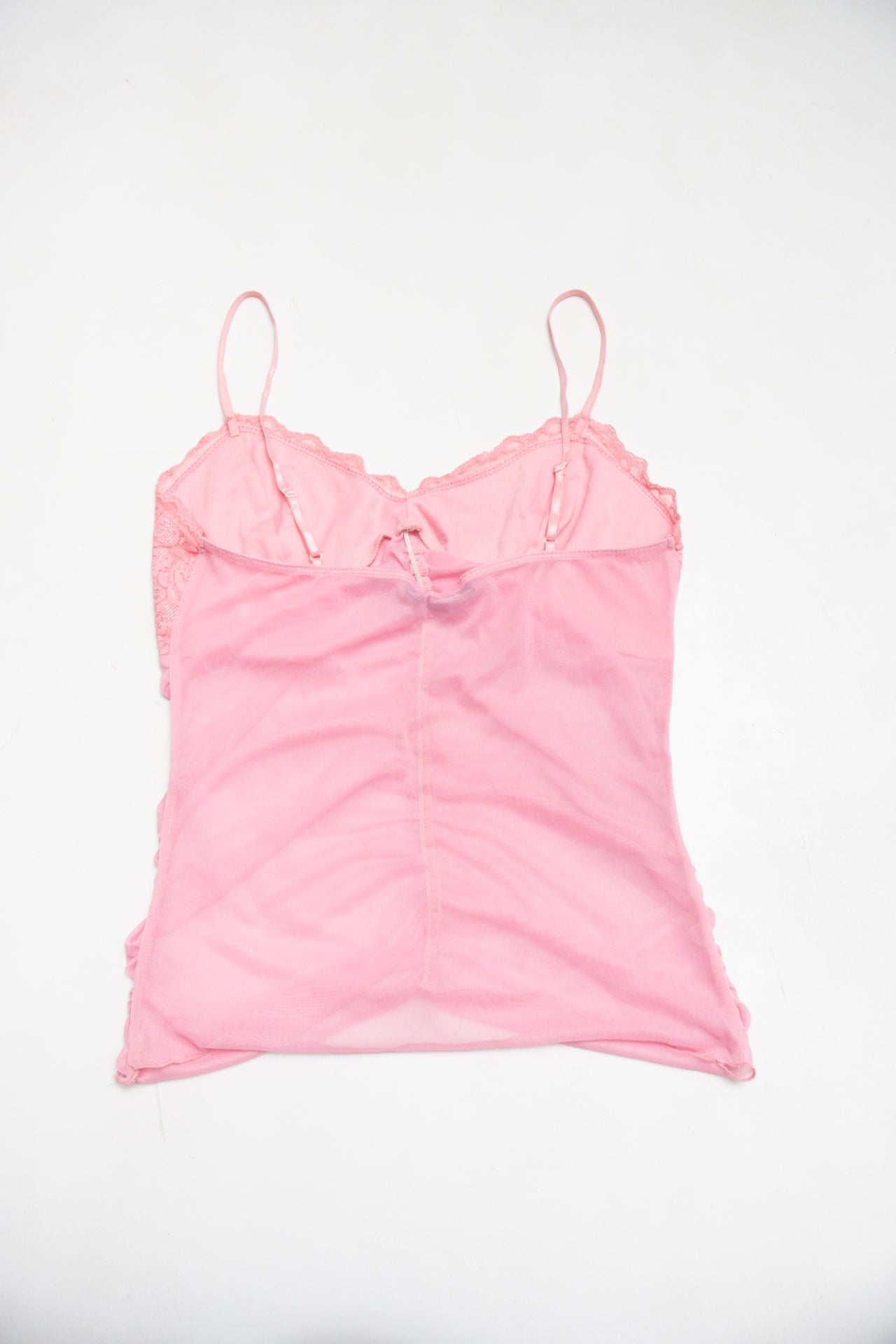 #48 First Kiss pink lace ruched cami | c. 158 | size 10