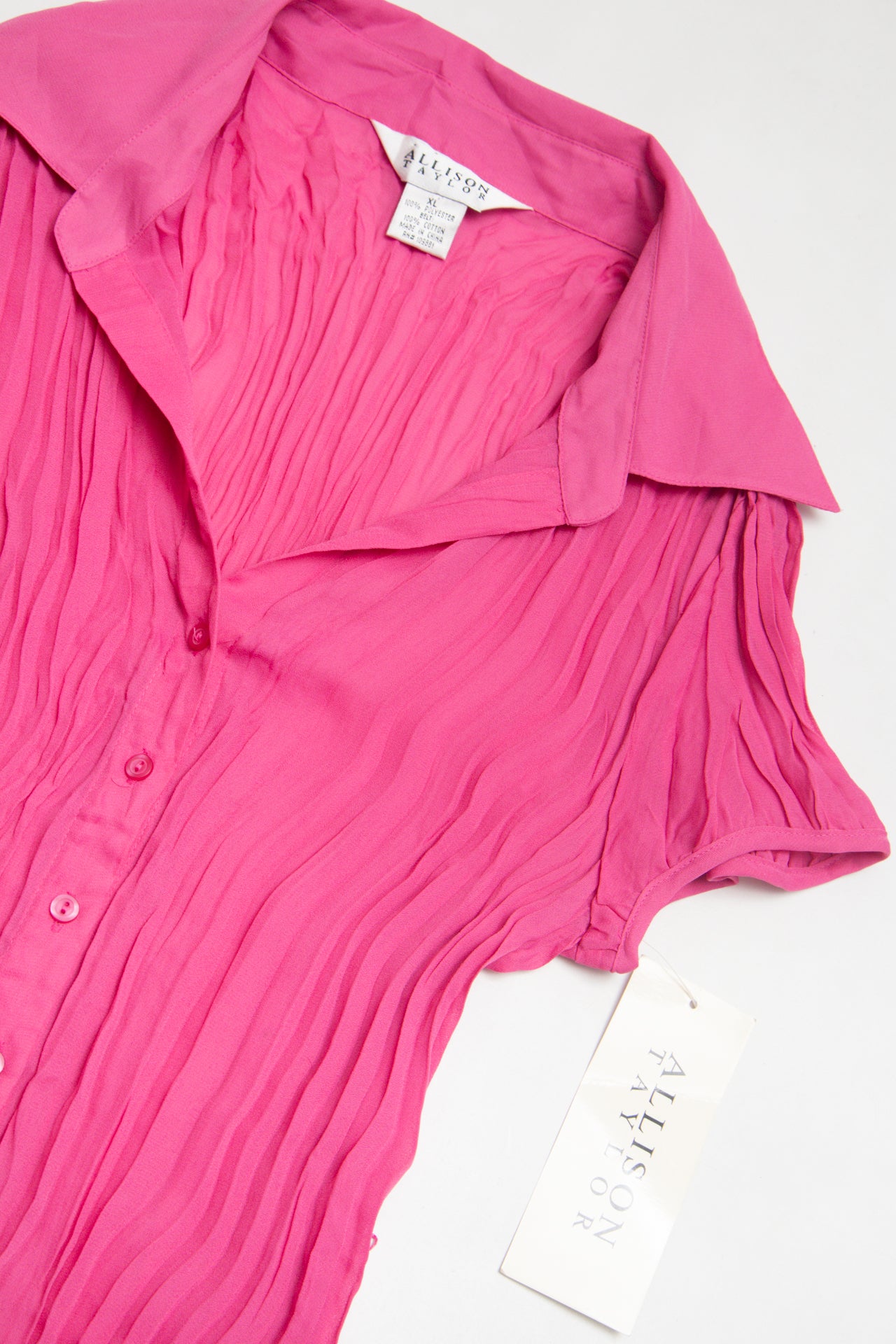 #55 Allison Taylor pink pleated blouse | c. 158 | size 14