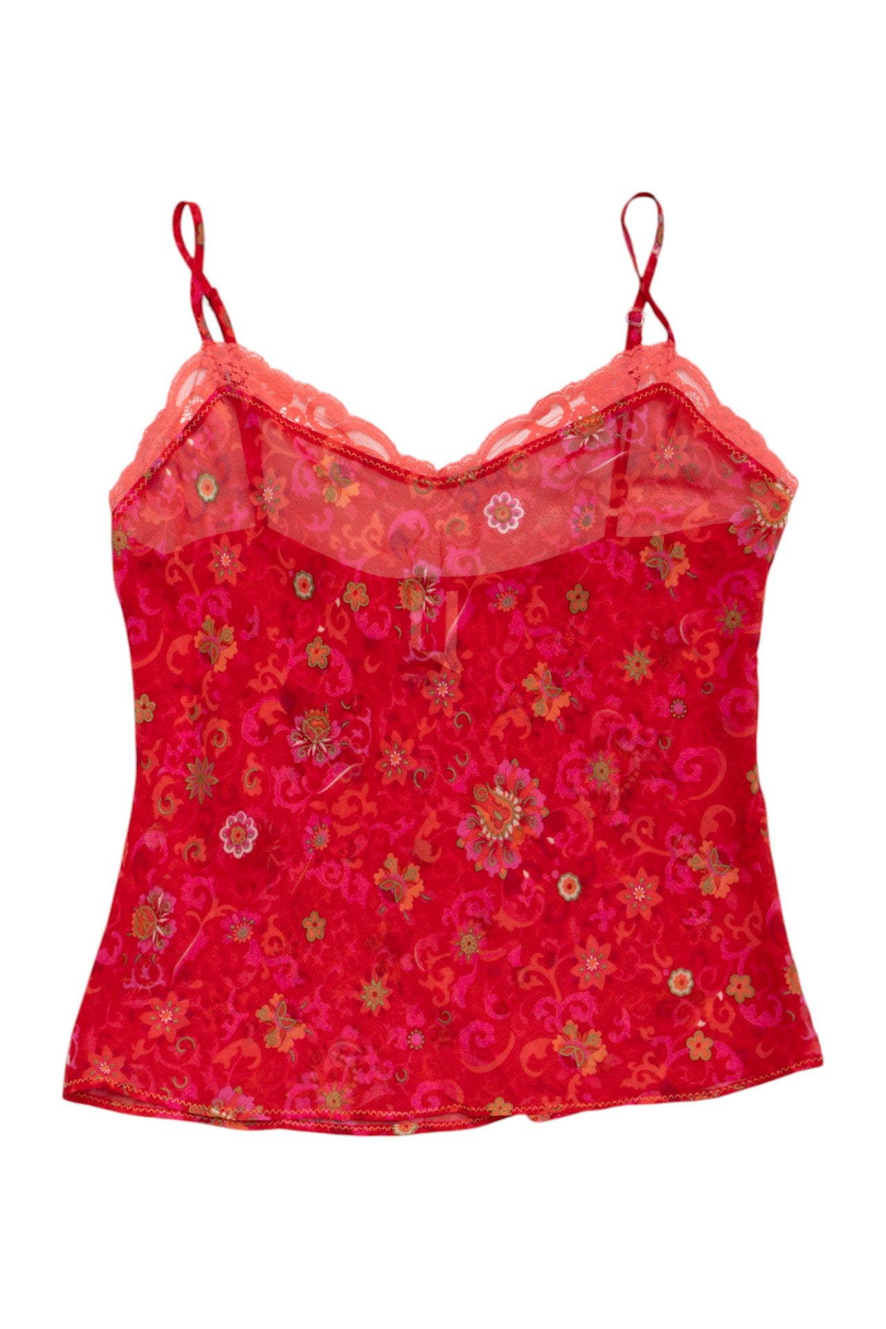 #19 Y2K Sheer pattern cami w lace trim | Size 8 | C. 152