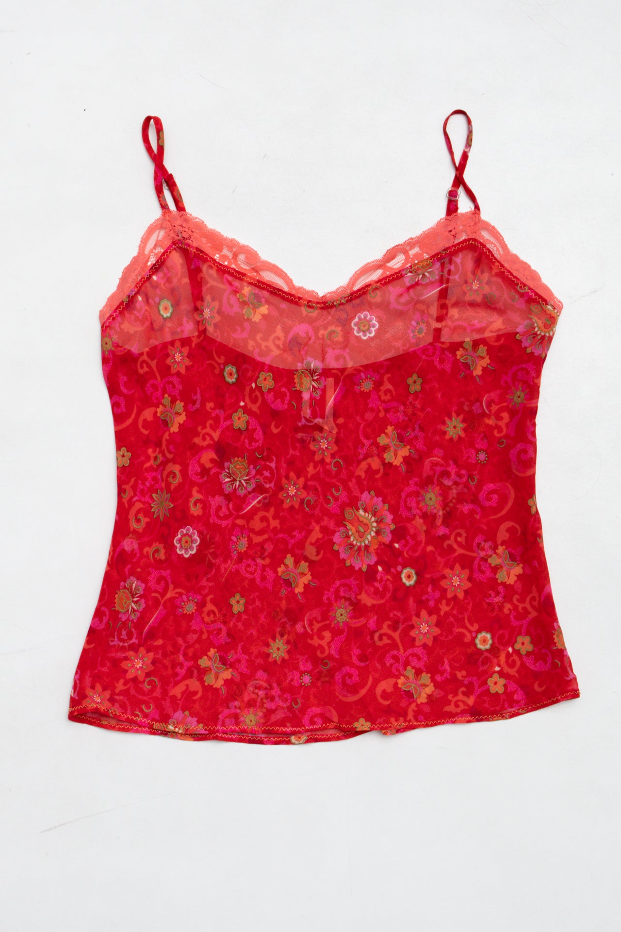 #19 Y2K Sheer pattern cami w lace trim | Size 8 | C. 152
