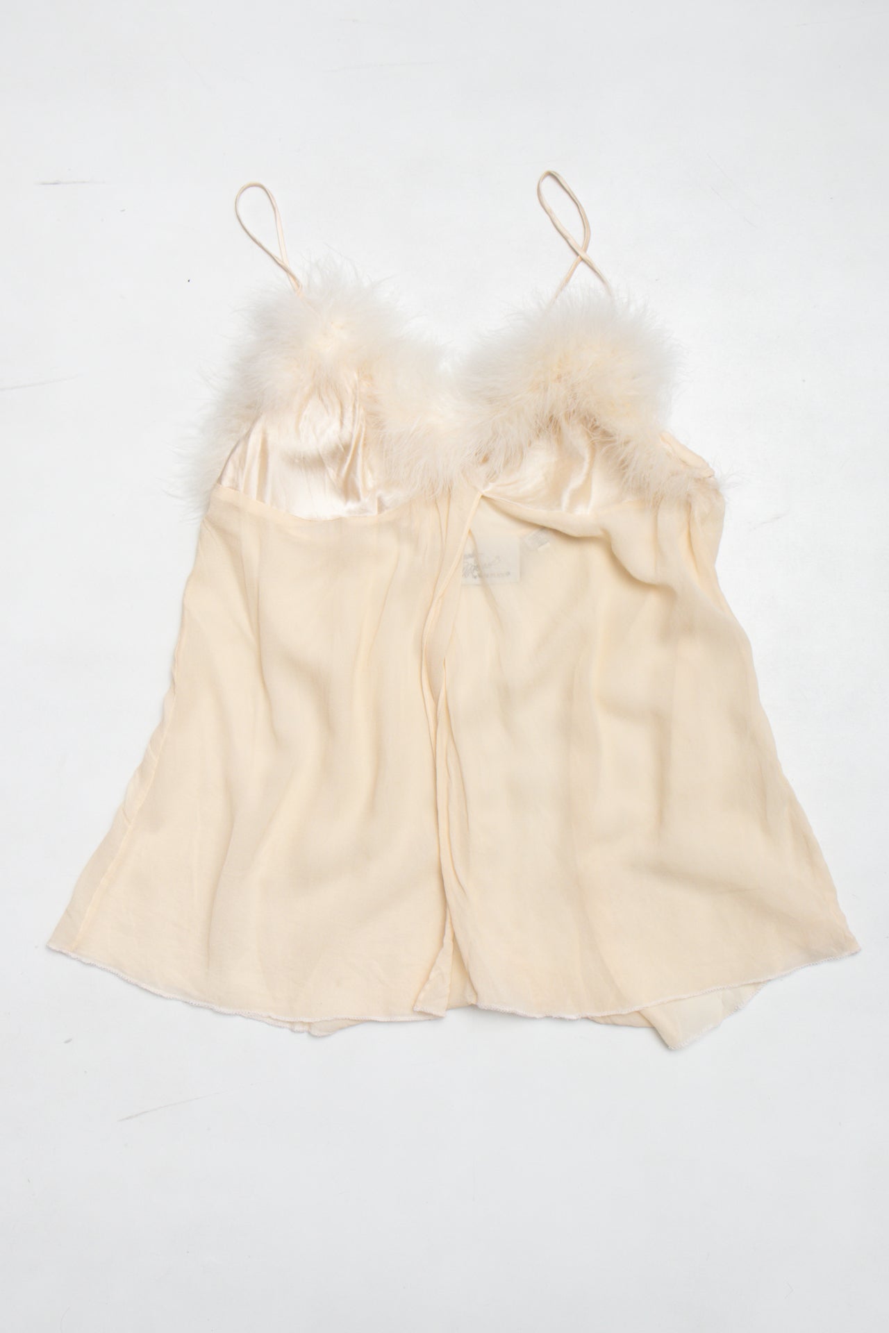 #20 Silk sheer cami w fluffy trim | Size 12 | C. 152