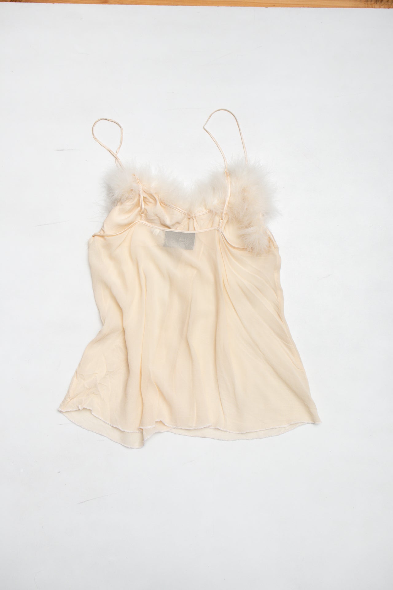 #20 Silk sheer cami w fluffy trim | Size 12 | C. 152