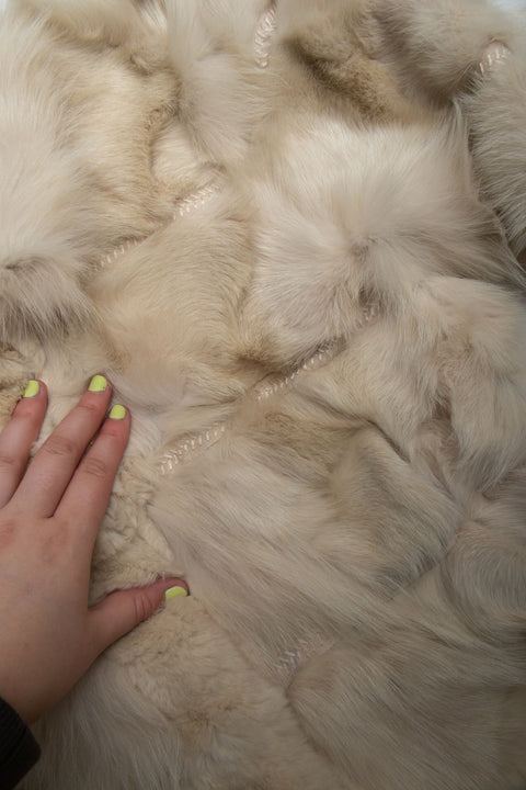 #38 White Stitched Fur Coat | Mob Wife | Size 8/10