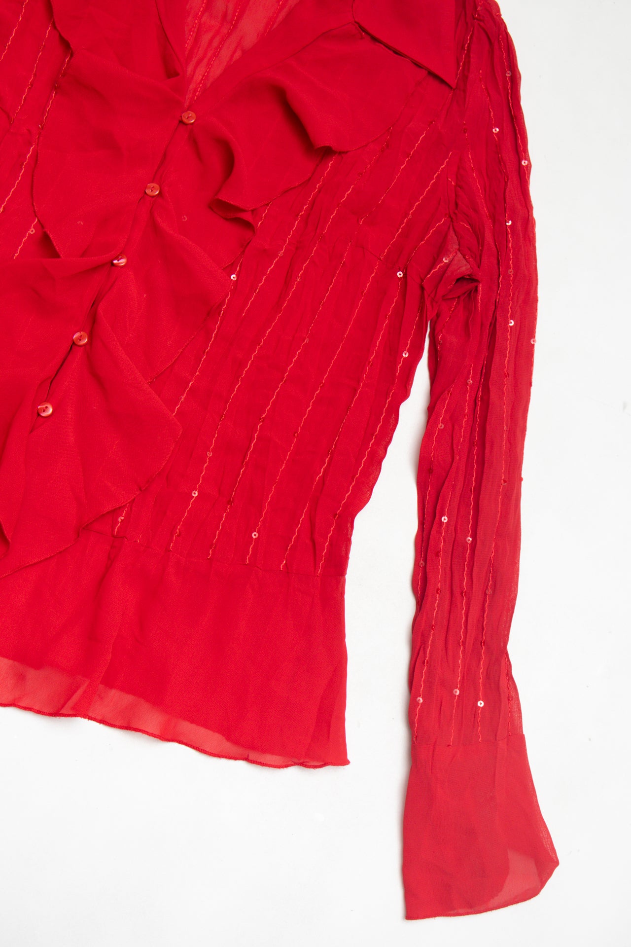 #71 Notations sequined frilly button up blouse | c. 158 | size 10