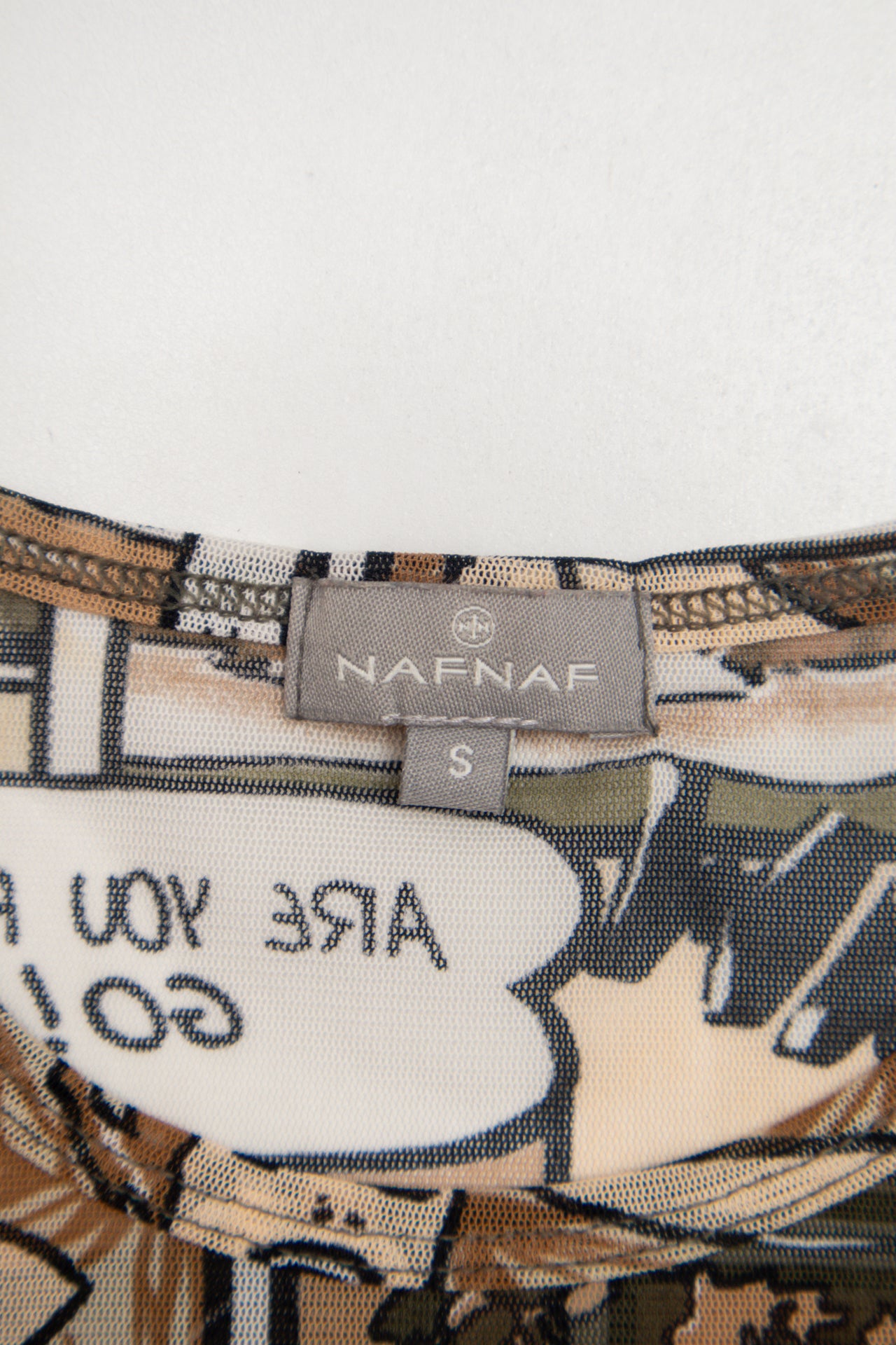 #73 NAFNAF paradise comic style print mesh tank | c. 158 | size 8