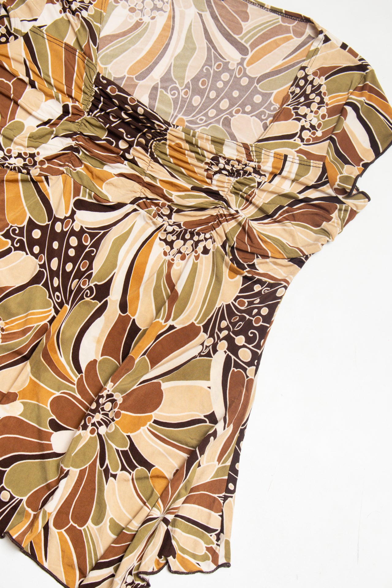 #74 USA made floral ruched chest flowy floral top | c. 158 | size 10