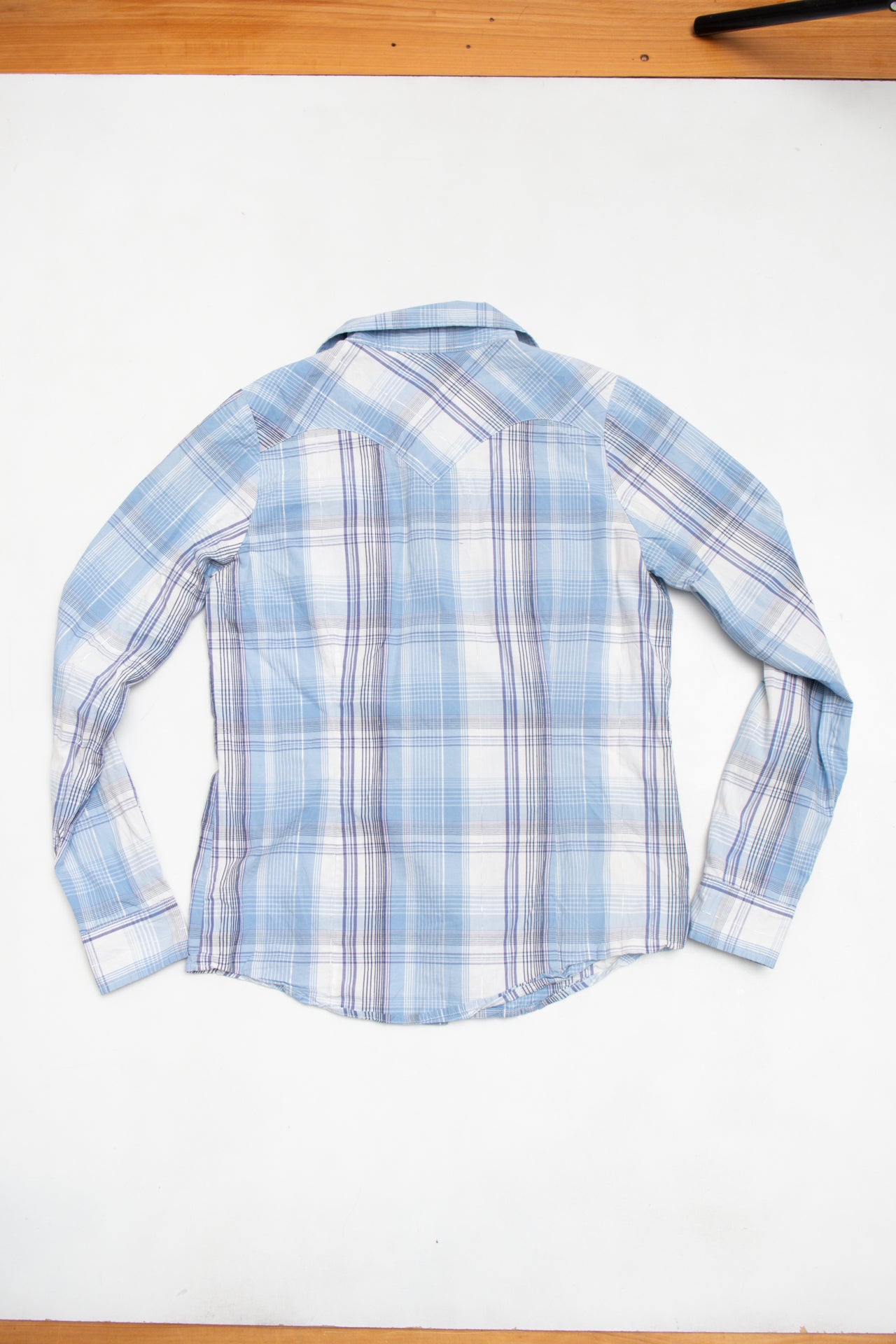 #81 Fortis Albertia plaid metallic button up | c. 158 | size 8