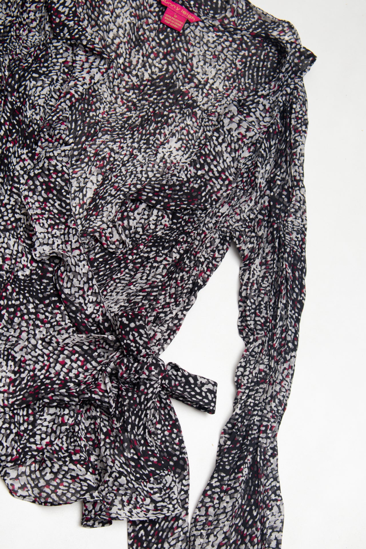 #99 Sunney Leigh polkadot mesh wrap top | c. 158 | size 10