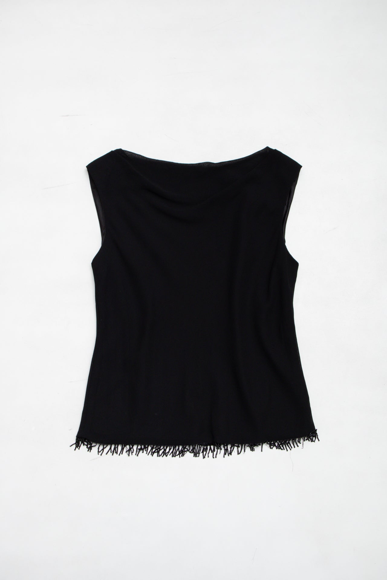 #49 90's USA Sheer tank w beaded hem | Size 8 | C. 152