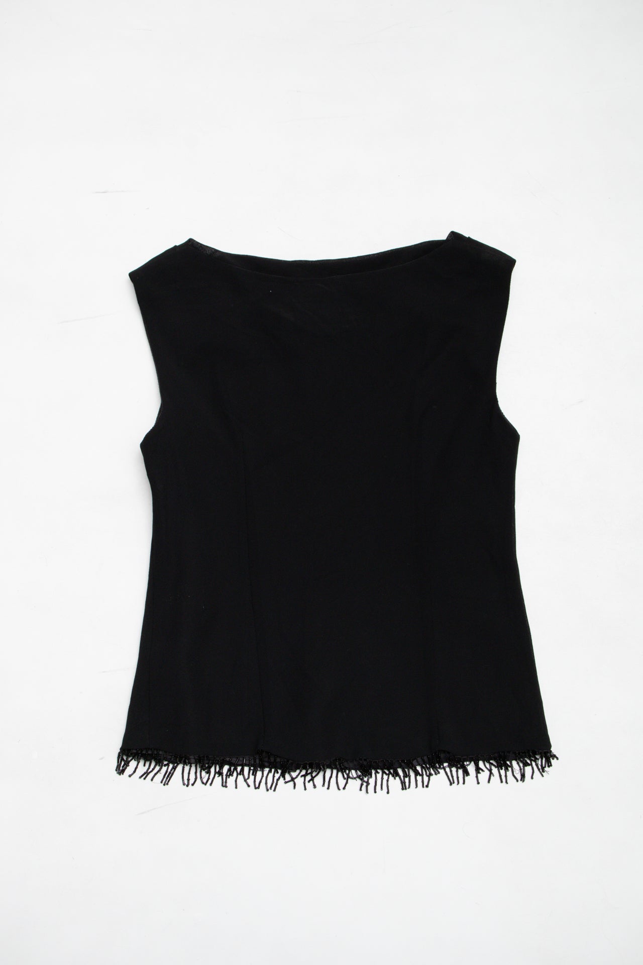 #49 90's USA Sheer tank w beaded hem | Size 8 | C. 152