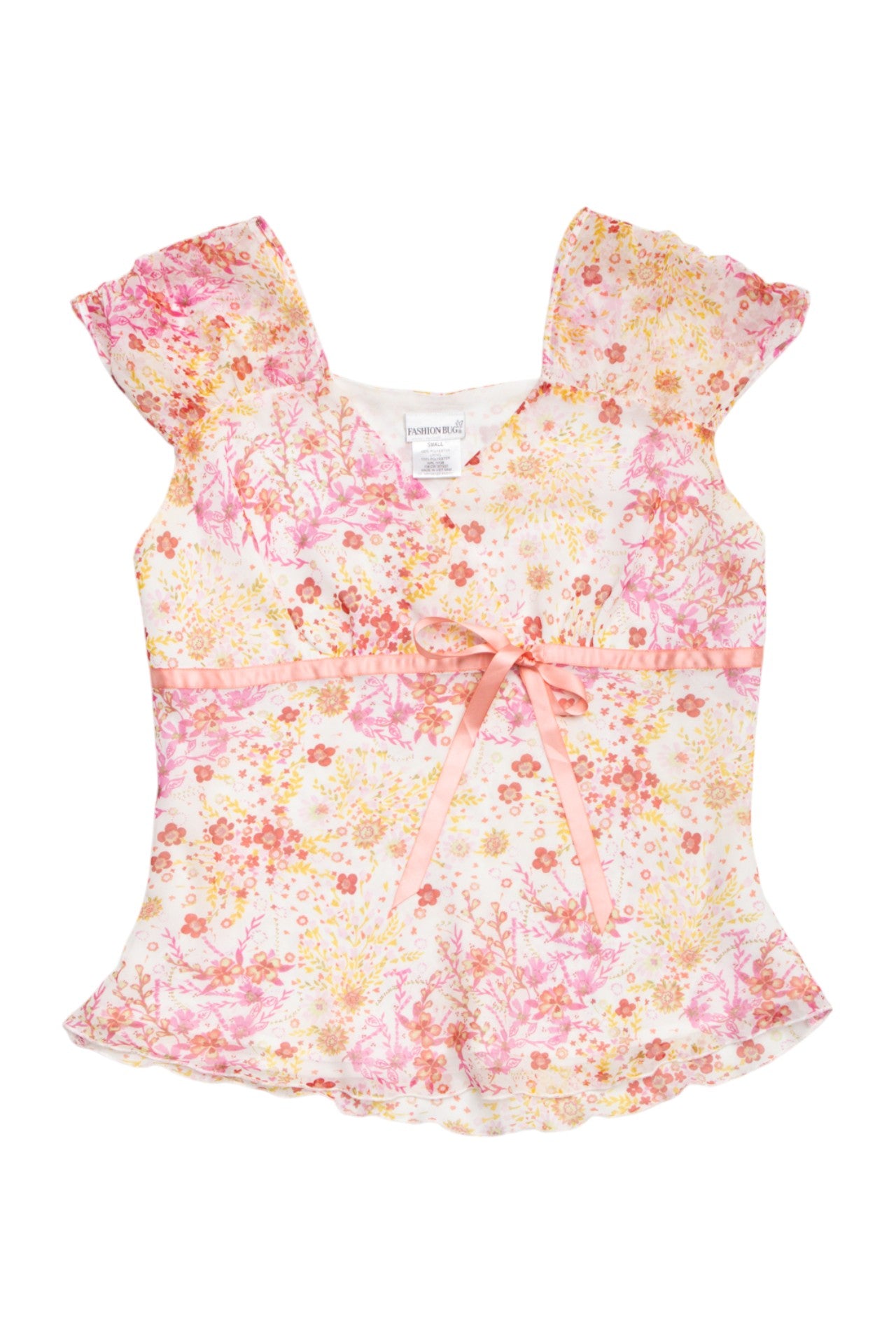 #58 Fairy sheer floral top w ribbon | Size 8 | C. 152