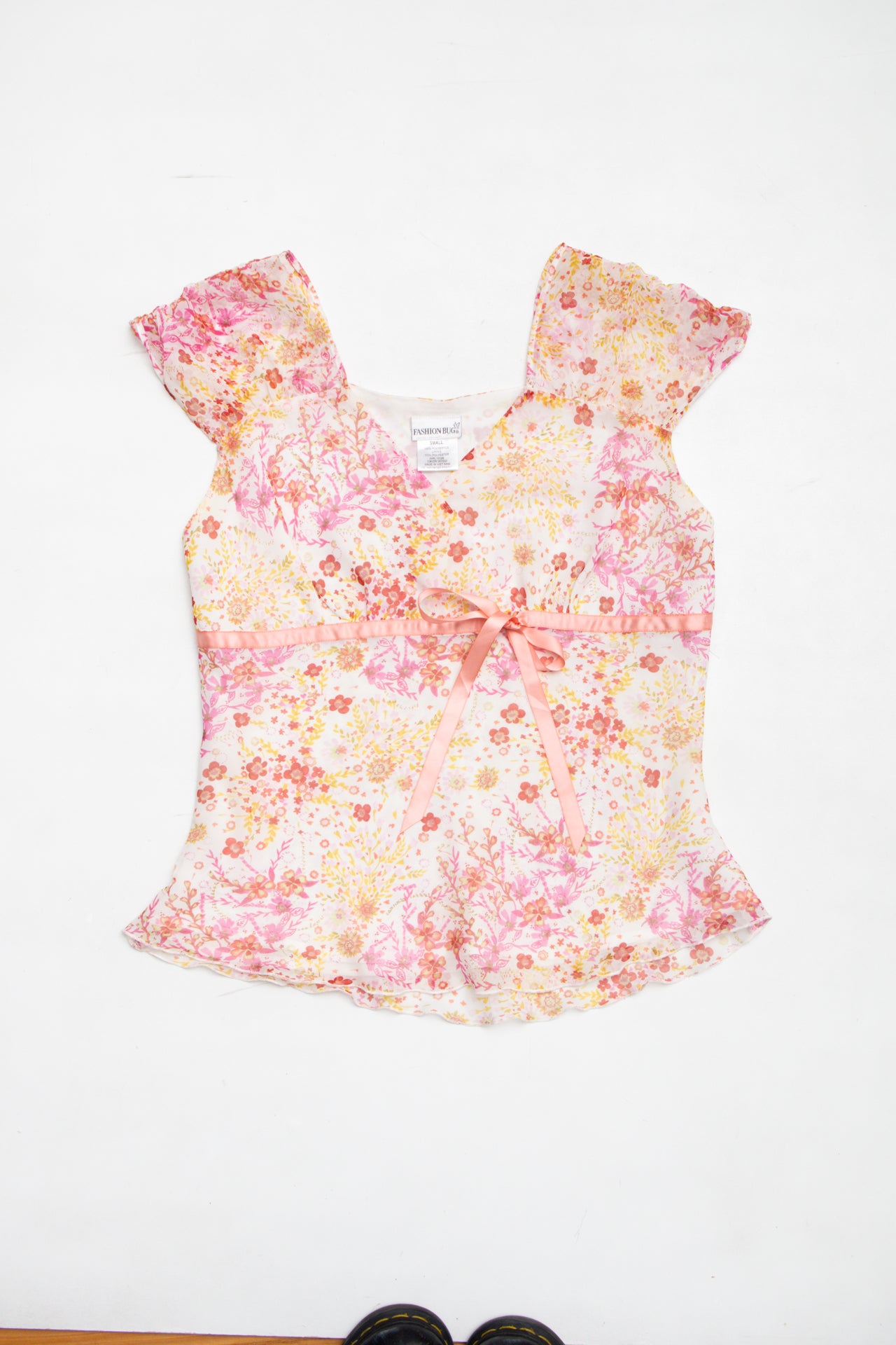 #58 Fairy sheer floral top w ribbon | Size 8 | C. 152