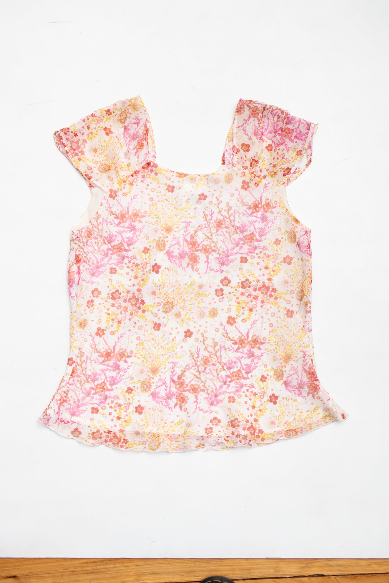 #58 Fairy sheer floral top w ribbon | Size 8 | C. 152