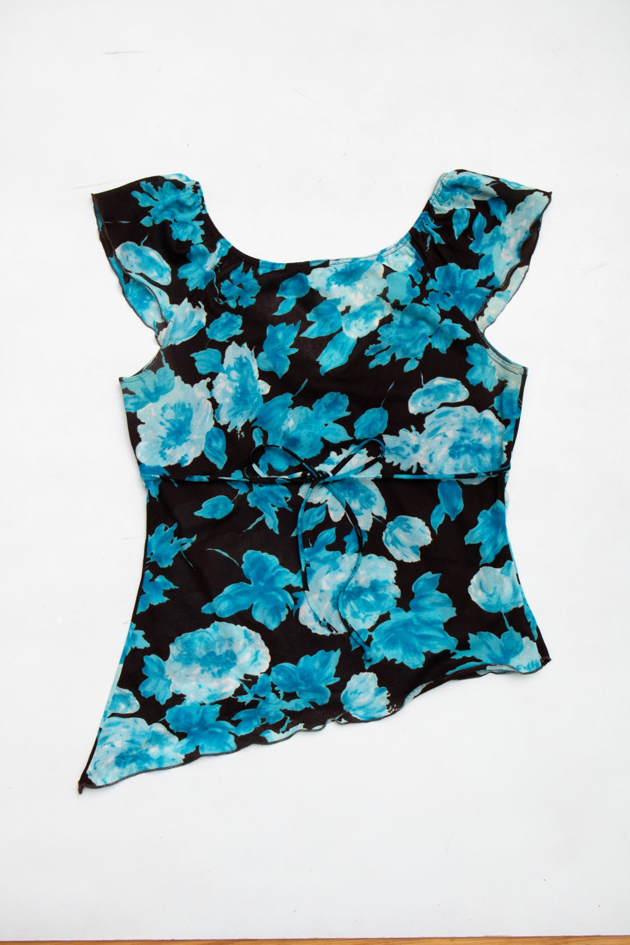 #59 USA Mesh flower top w lace trim | Size 12 | C. 152