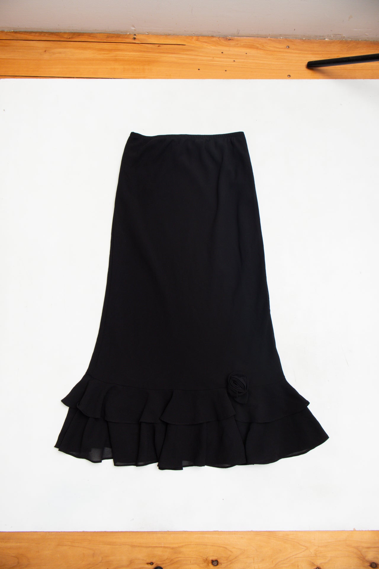 #138 Made in USA mesh rosette maxi dress | c. 158 | size 8