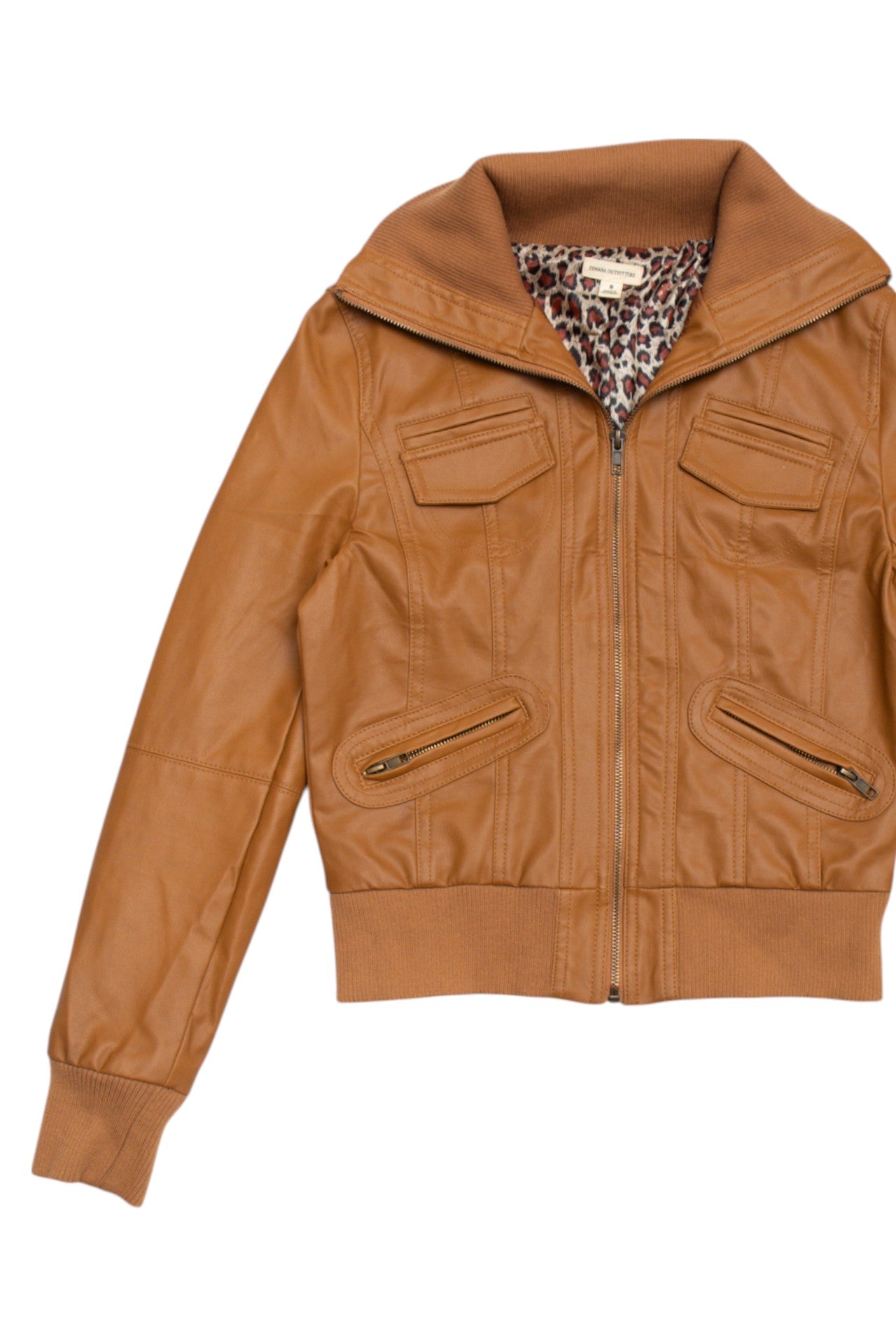 #149 Zenana brown faux leather cropped jacket | c. 158 | size 8