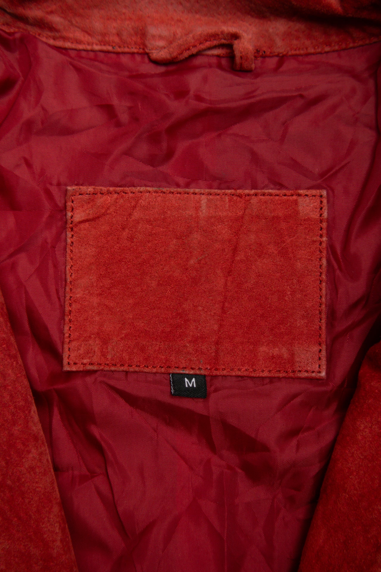 #157 coral red suede leather jacket | c. 158 | size 10
