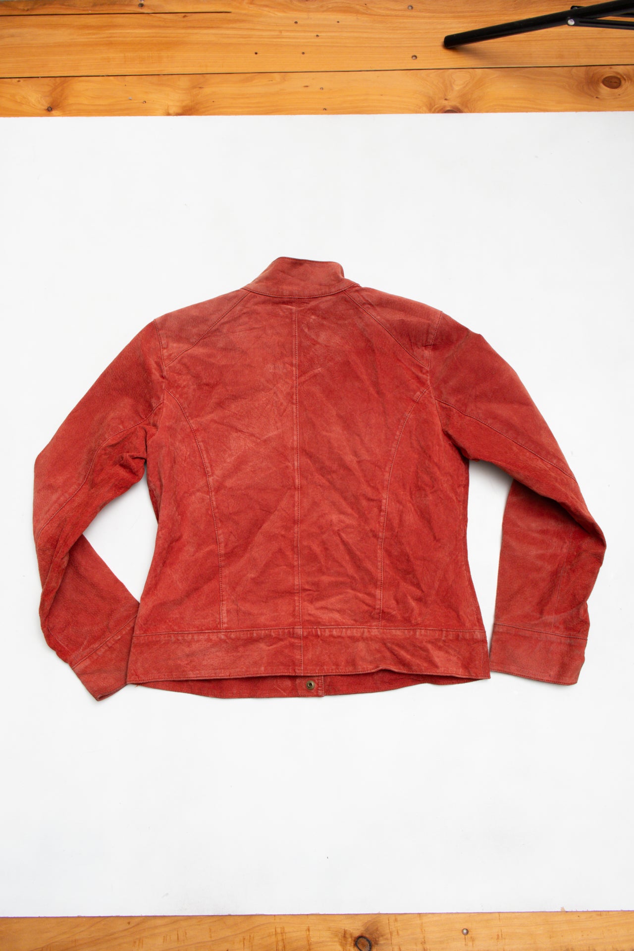 #157 coral red suede leather jacket | c. 158 | size 10