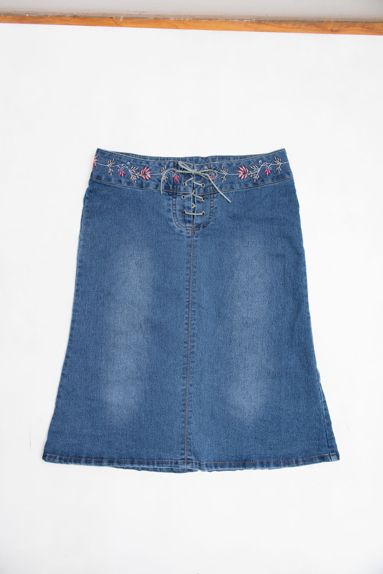 #81 Stone Denim Division Floral Skirt | Collection 143 | Size 8/9