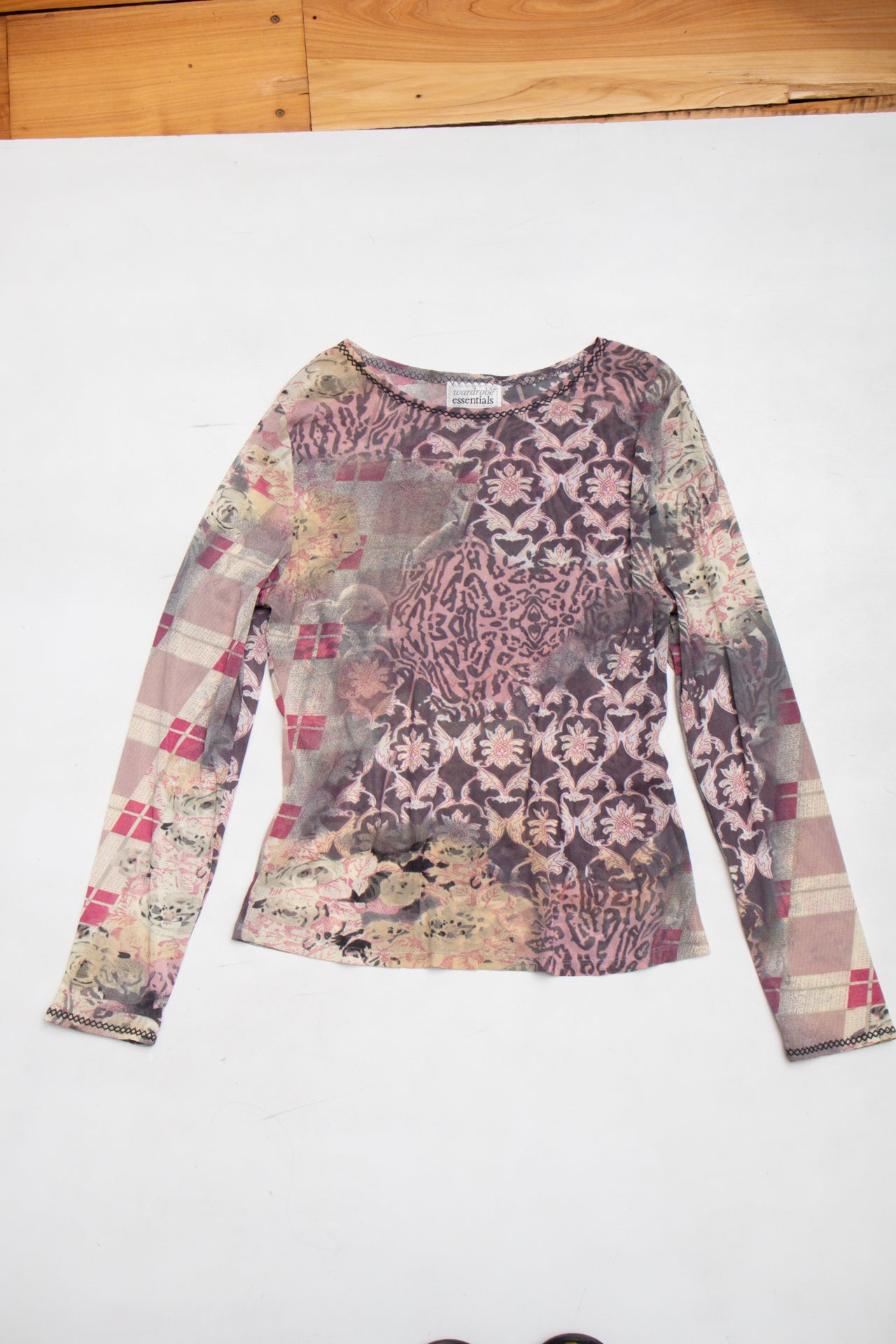 #67 Mesh leopard flower pattern long sleeve | Size 12/14 | C. 152