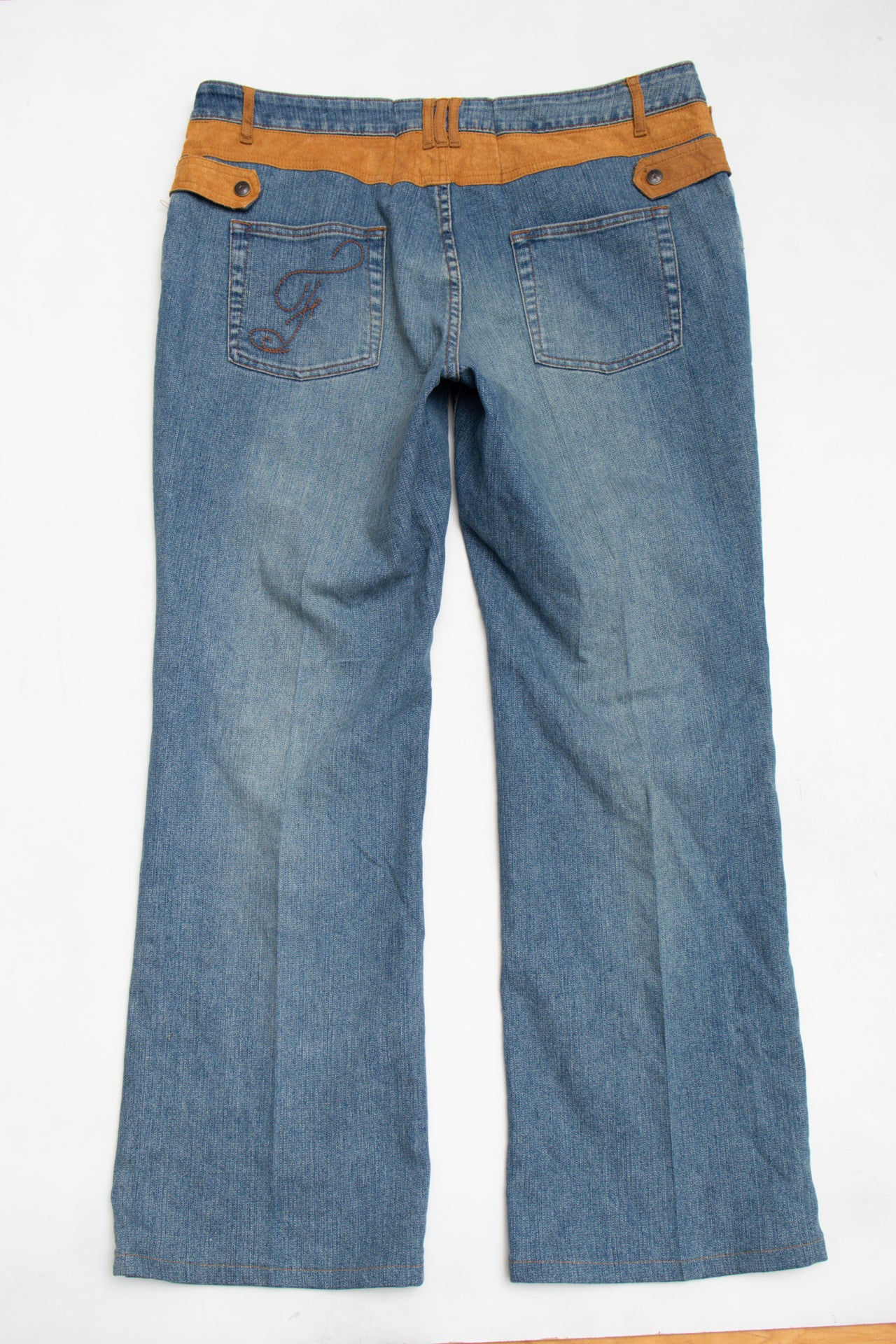 #183 Fubu suede detail straight cut jeans | c. 158 | size 14