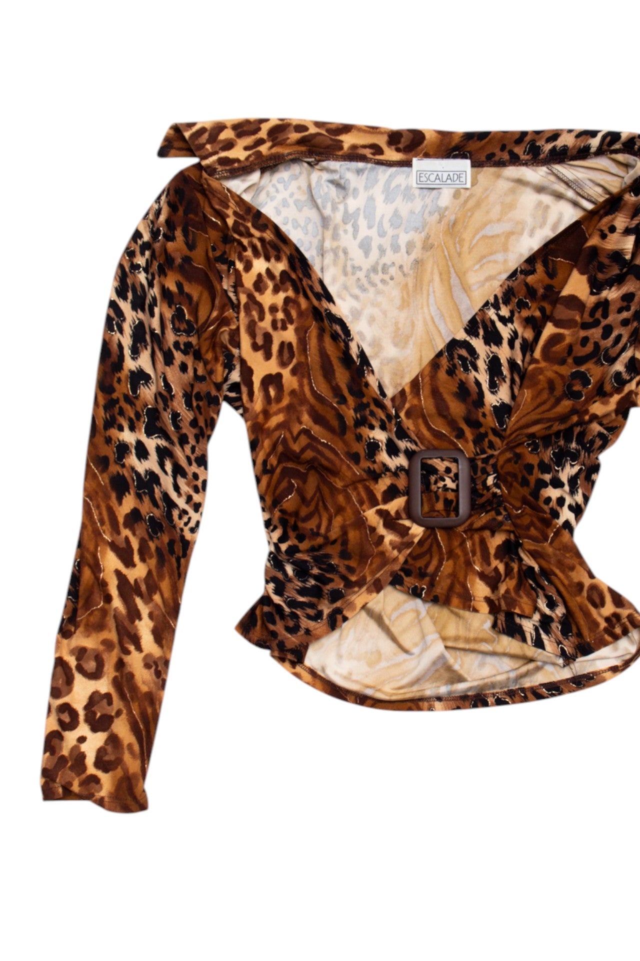 #74 Leopard wrap shirt w buckle | Size 12 | C. 152