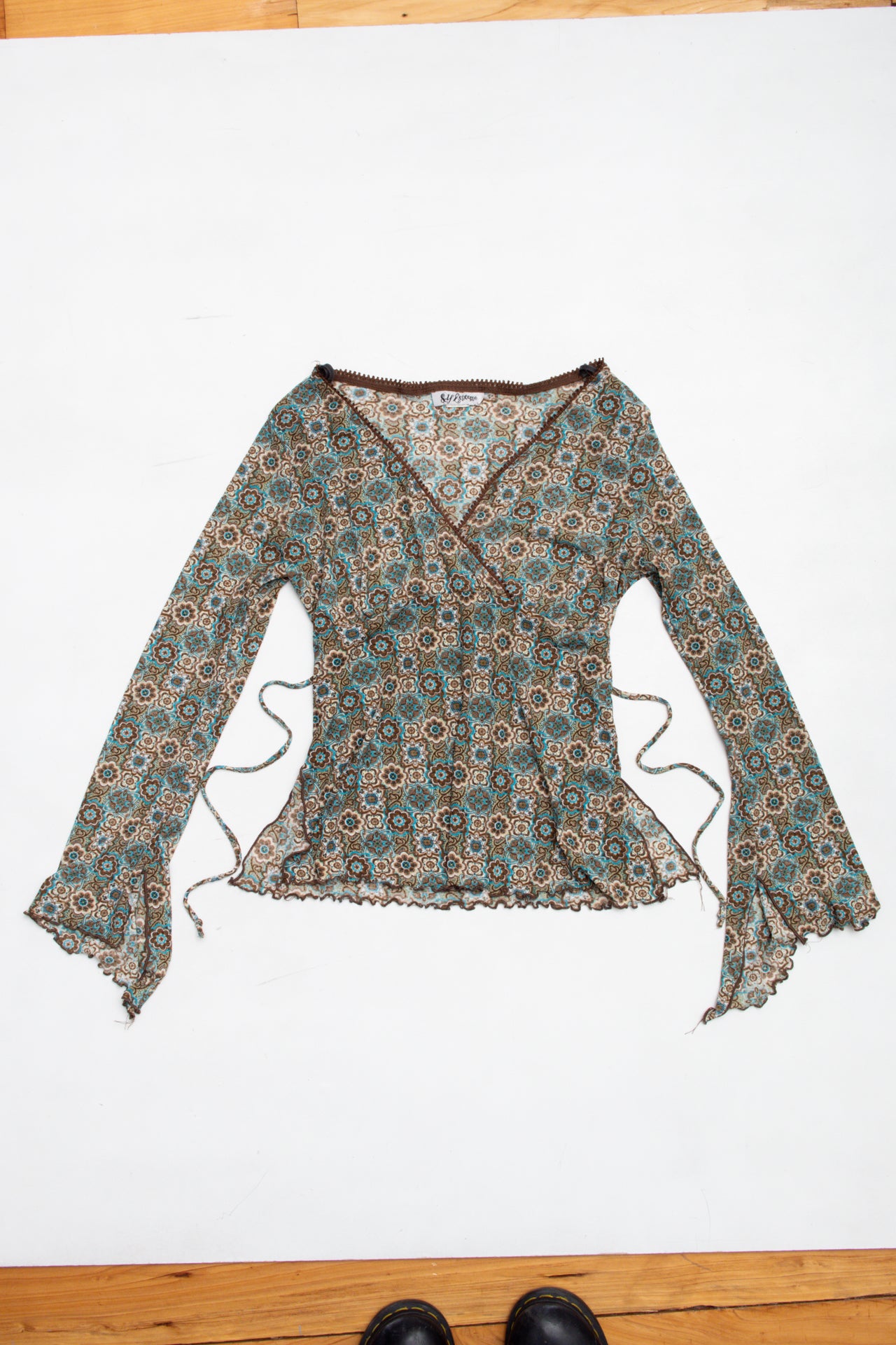 #78 Self Esteem pattern mesh bell sleeve | Size 12 | C. 152