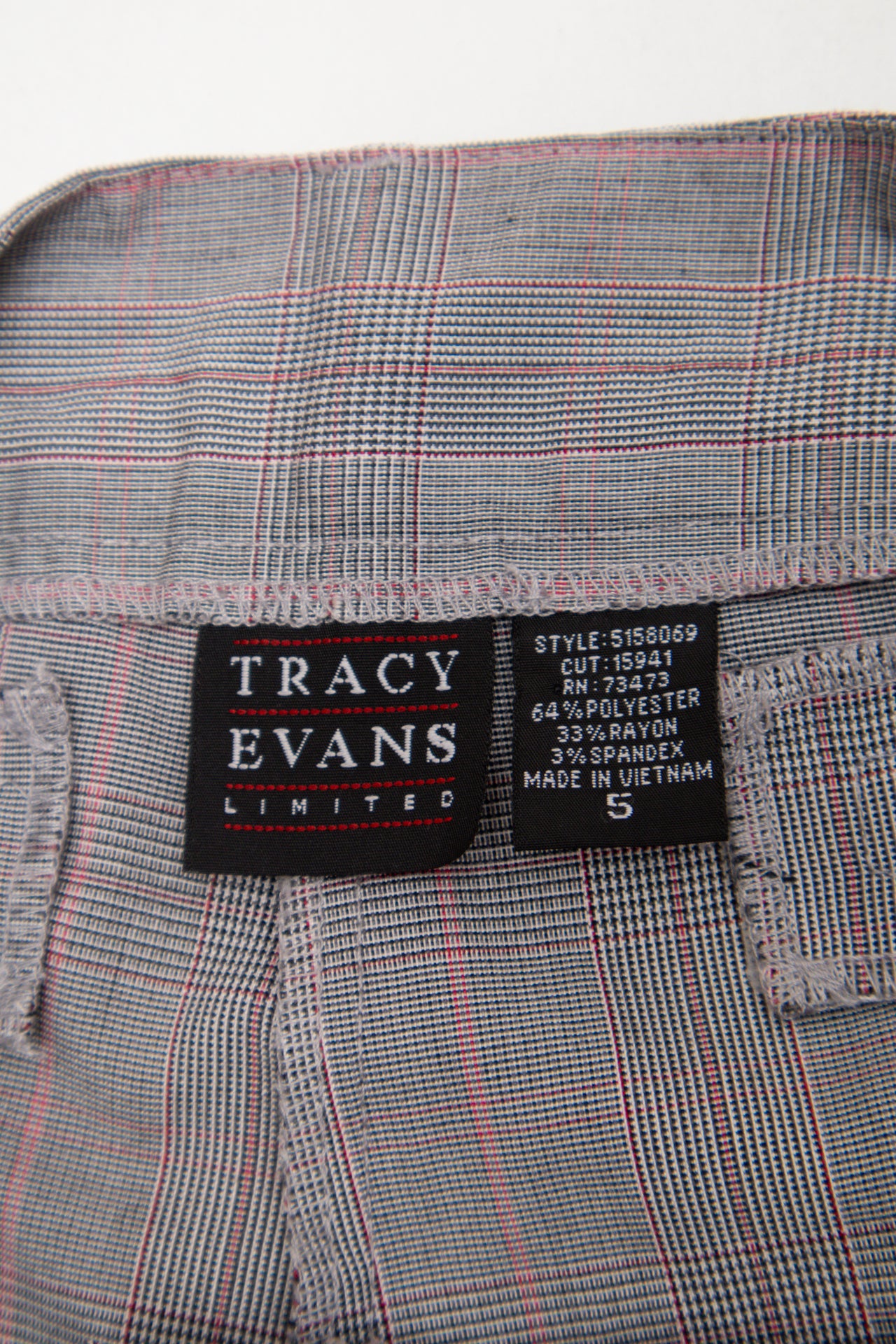 #188 pink/grey plaid pants | c. 158 | size 8