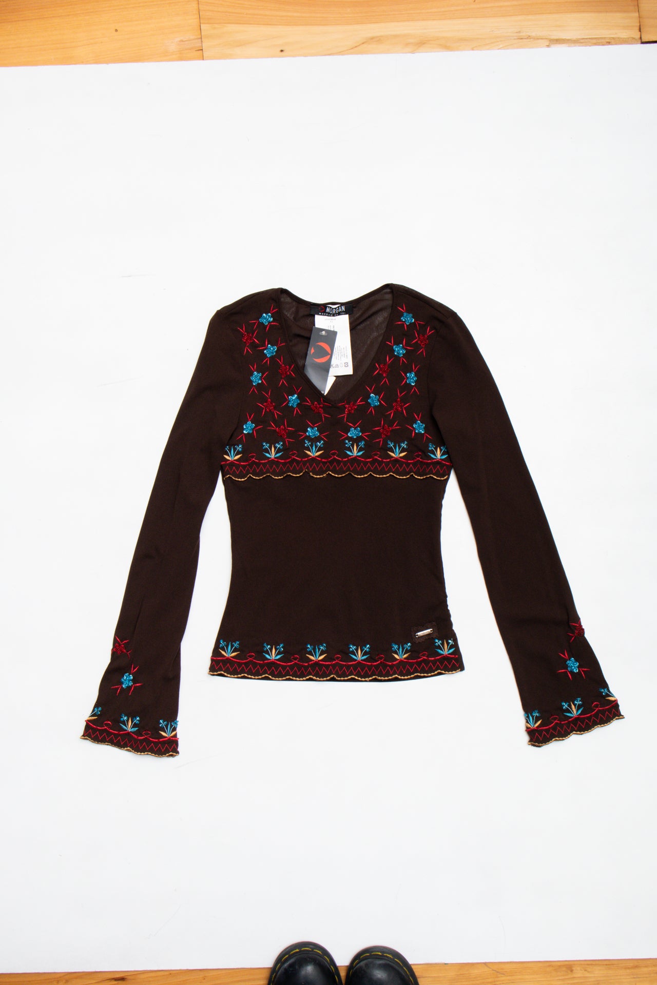 #79 Deadstock Morgan embellished mesh top | Size 6 | C. 152
