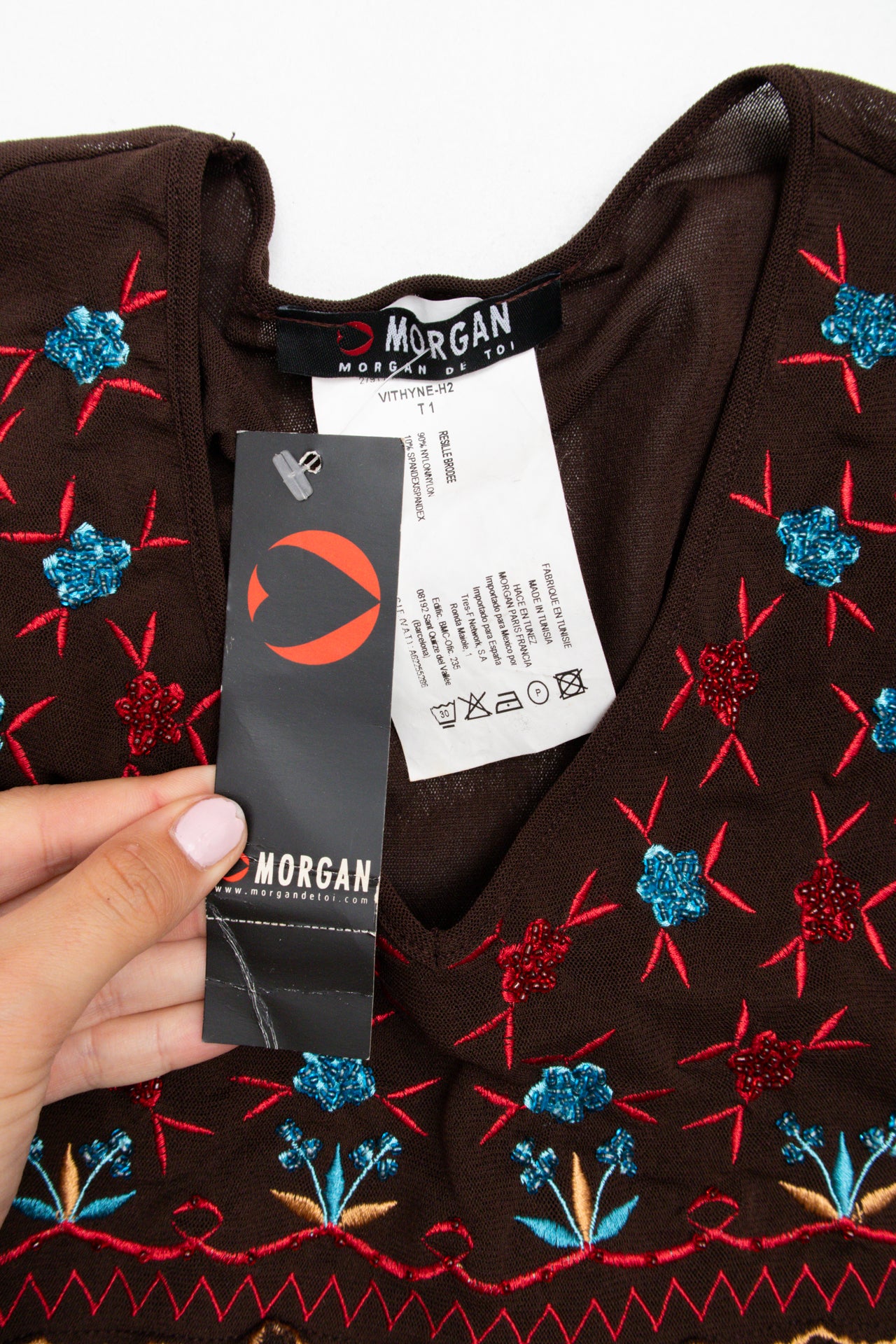 #79 Deadstock Morgan embellished mesh top | Size 6 | C. 152