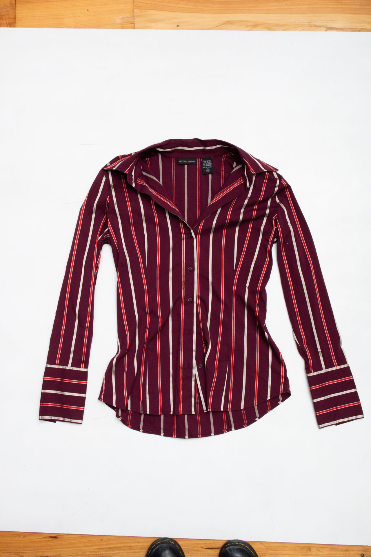 #81 Burgundy Striped button down | Size 12 | C. 152