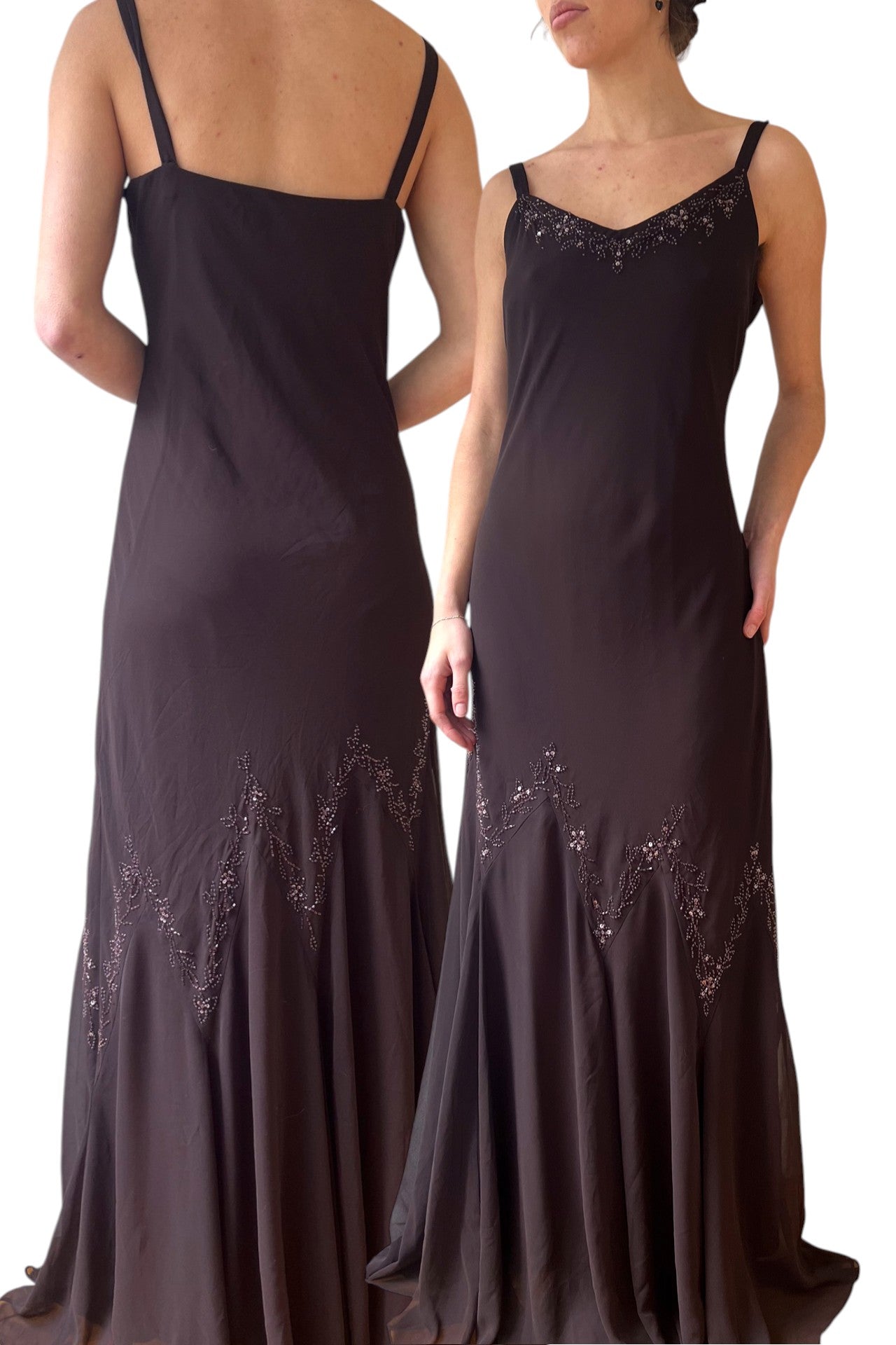 #247 XSCAPE deep drown beaded maxi dress | c. 161 | size 12