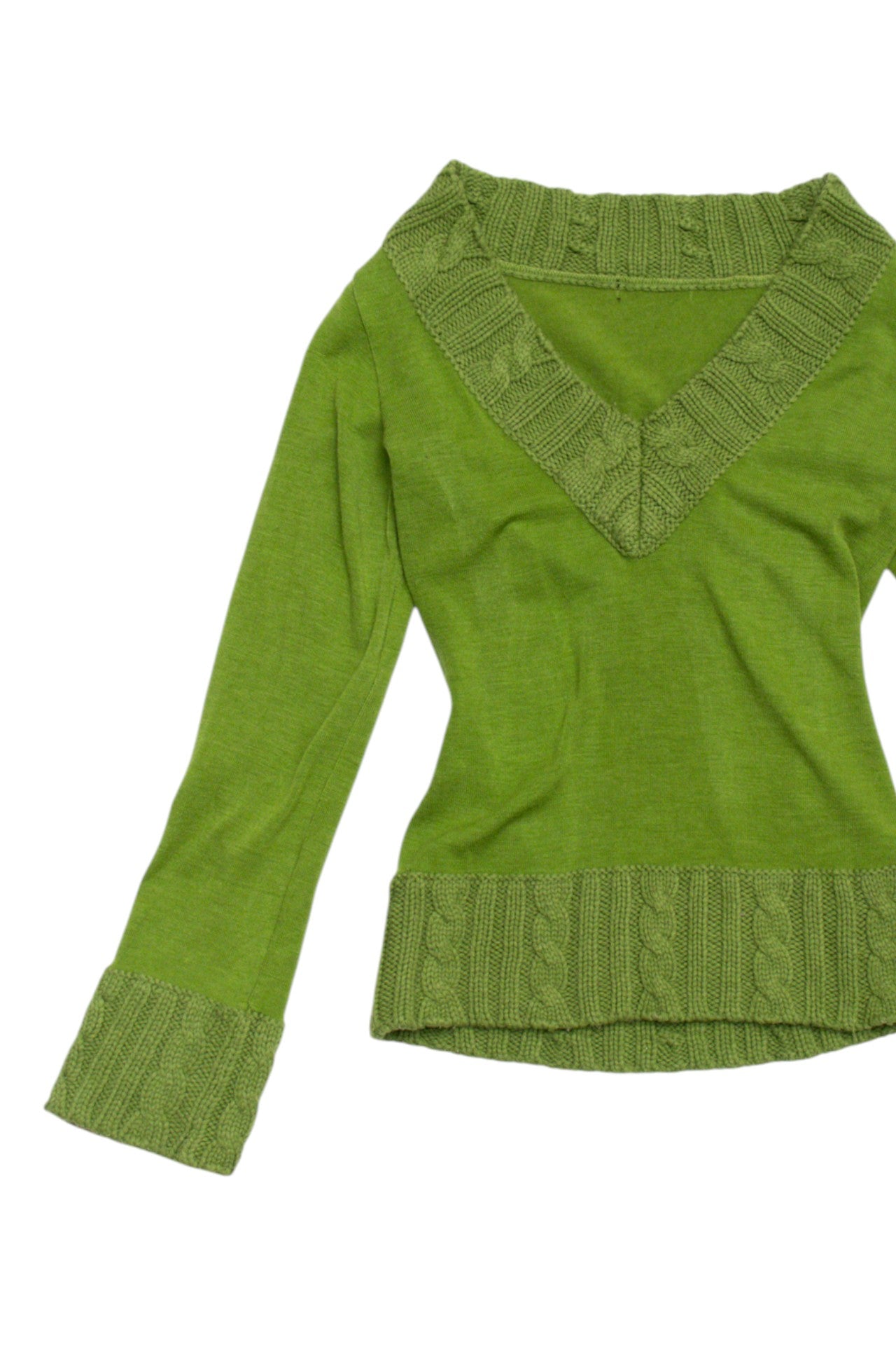 #86 Green V-Neck knit  | Size 12 | C. 152