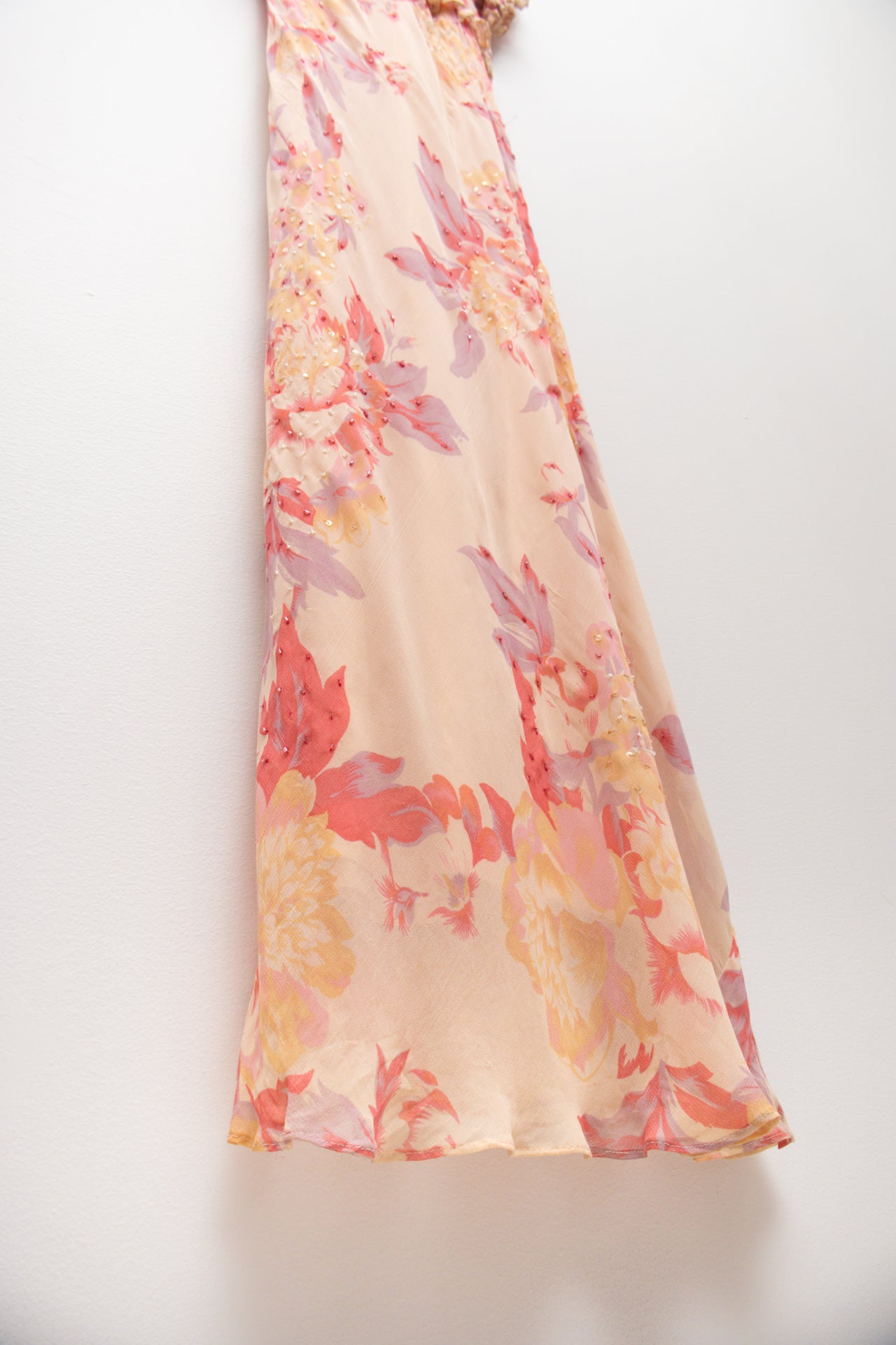 #210 Eva Blue floral beaded short sleeve maxi dress | c. 158 | size 12/14