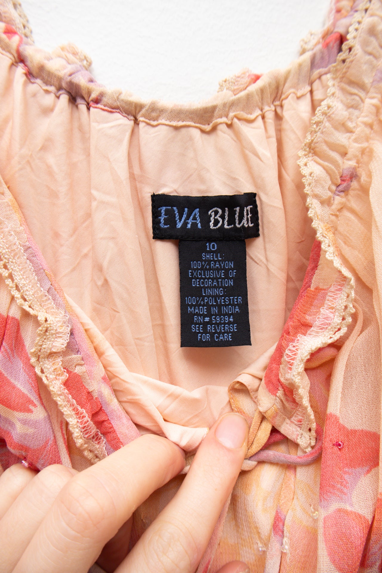 #210 Eva Blue floral beaded short sleeve maxi dress | c. 158 | size 12/14