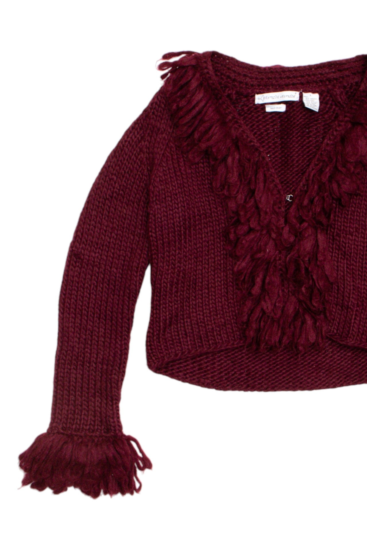 #96 Burgundy wool blend w shaggy trim | Size 12 | C. 152
